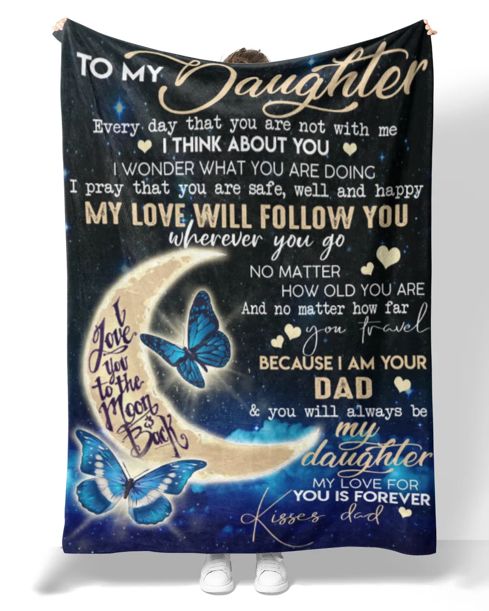 Dad to Daughter Premium Mink Sherpa Blanket white 50x60in
