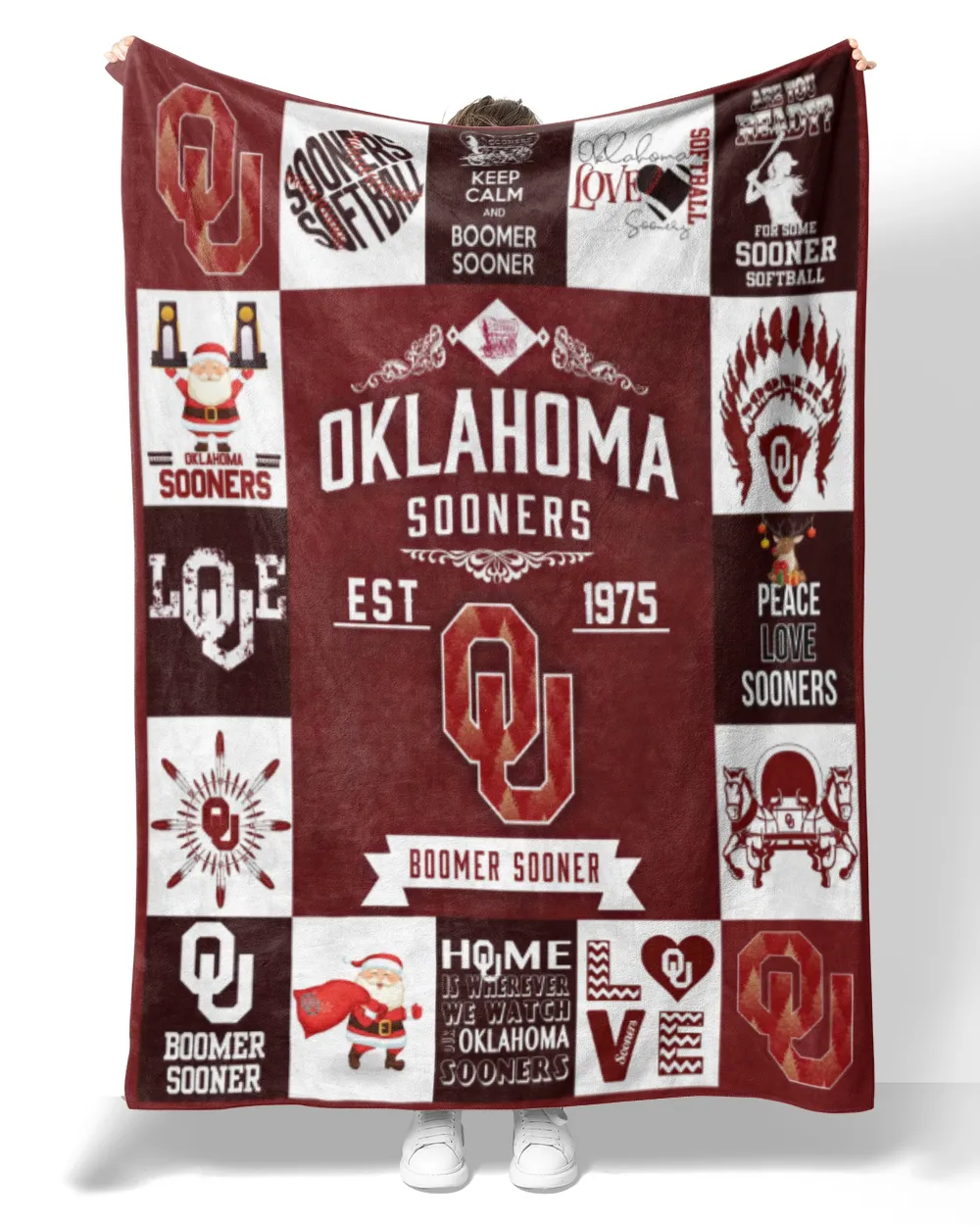 Oklahoma Softball- OU Blanket- Christmas Blanket- For Softball Fans- Championship Mindset Premium Mink Sherpa Blanket white 50x60in