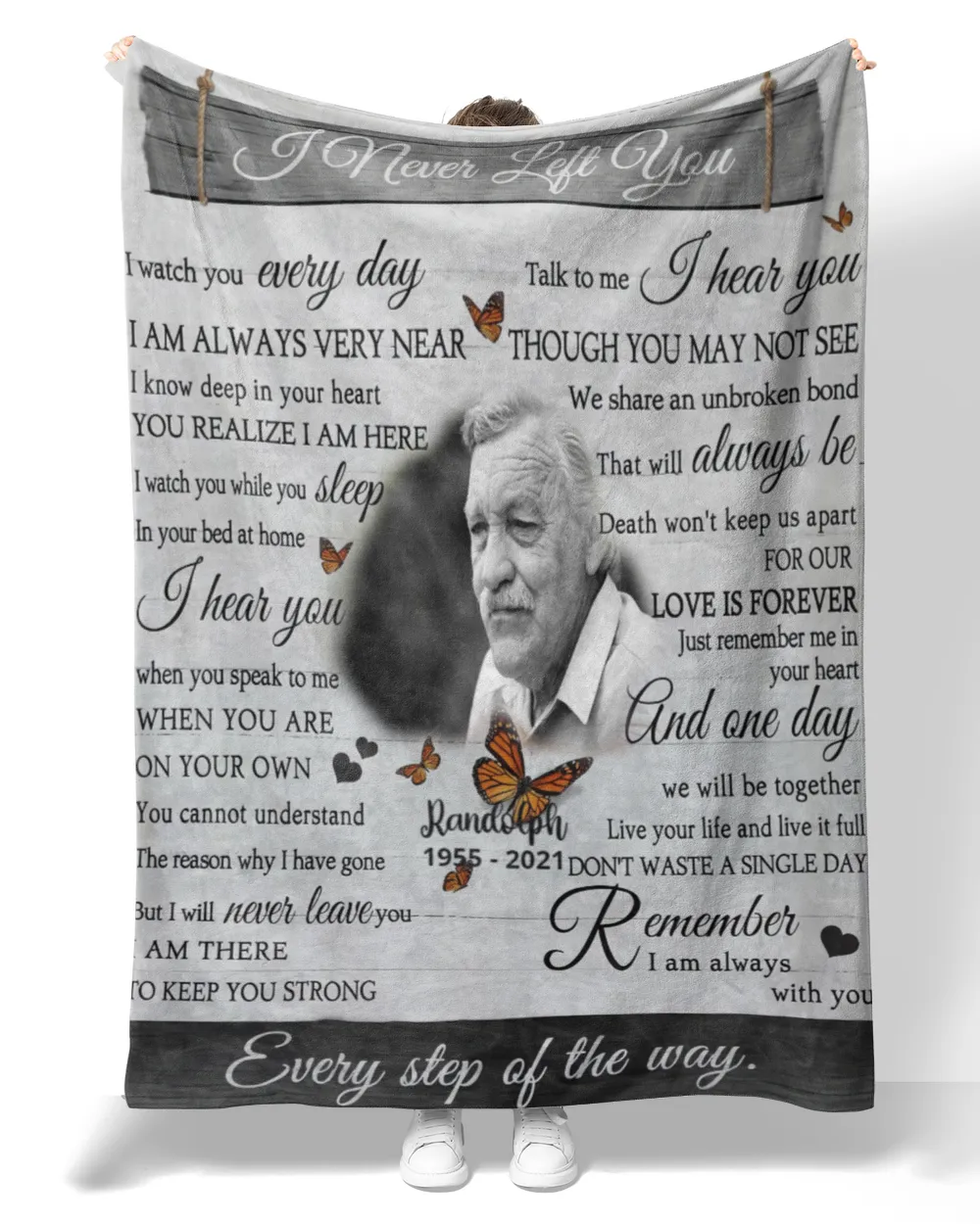 Personalized Custom I Never Left You Memorial Blanket With Pictures Sherpa Fleece Blanket FBL13 Premium Mink Sherpa Blanket white 50x60in