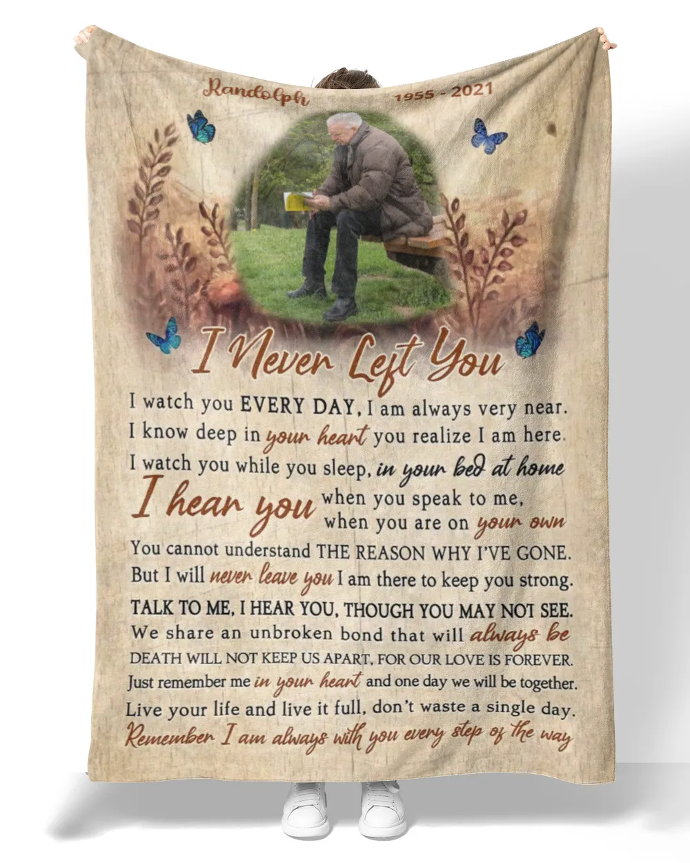 Personalized Custom I Never Left You Memorial Sherpa Fleece Blanket FBL23 Premium Mink Sherpa Blanket white 50x60in