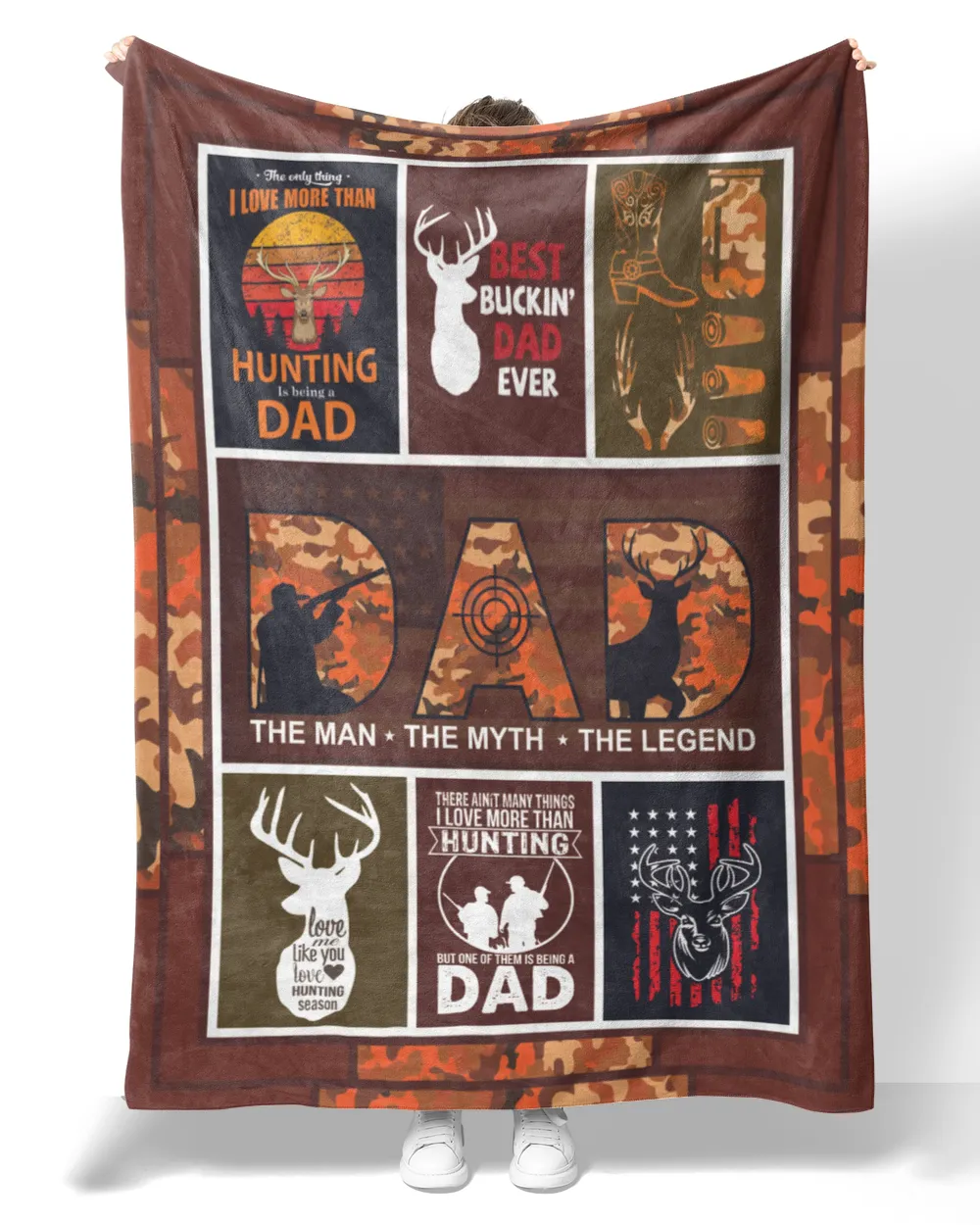 Hunting dad Quilt Fleece Blanket Bundle