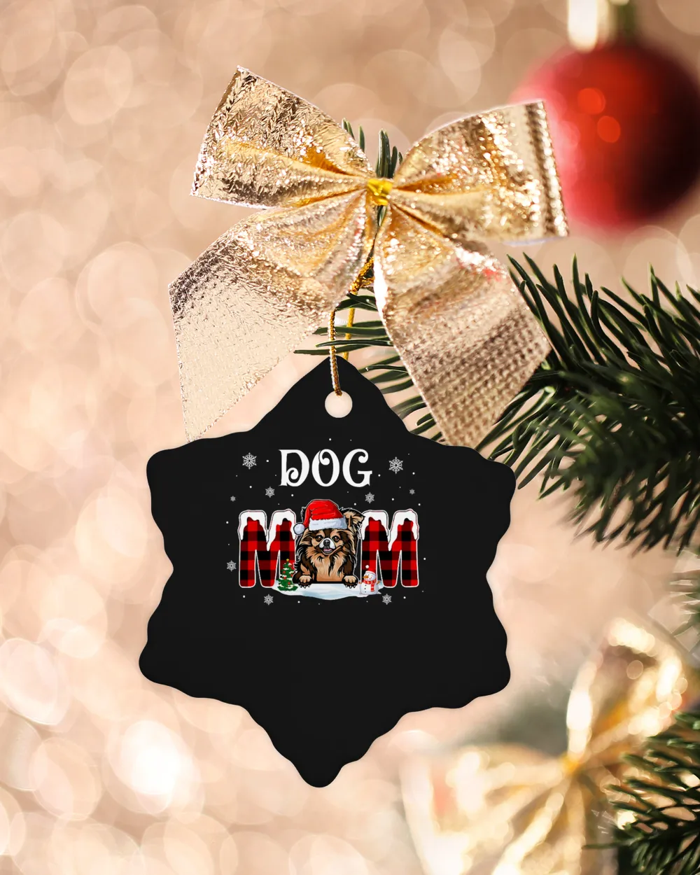 Chihuahua Christmas Decorations Dog Mom Red Plaid Buffalo 362
