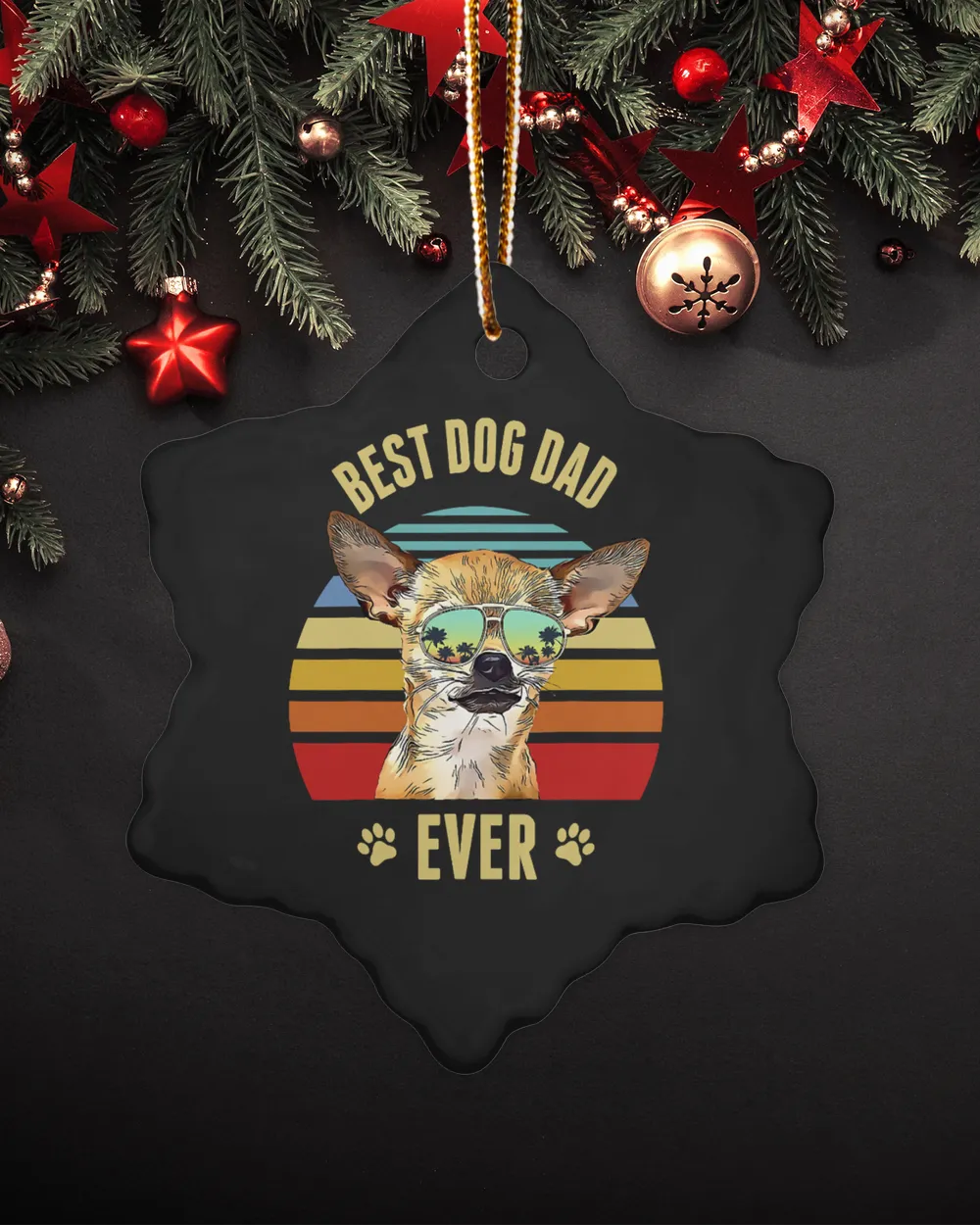 Chihuahua Best Dog Dad Ever Retro Sunset Beach Vibe 310