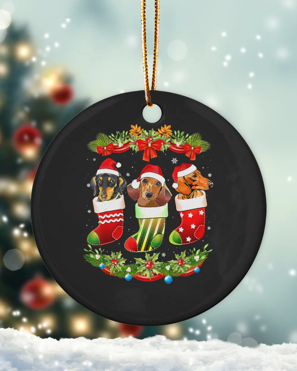 Dachshund Dachshunds Christmas In Stockings Dachshund Xmas Ornaments 434 Wiener Doxie