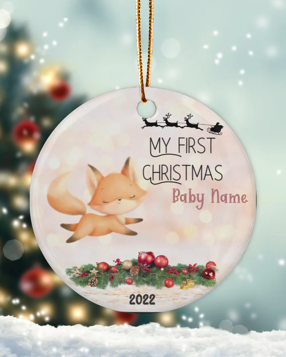 Persanalized Newborn Christmas Ornament 2022 - Custom Name Baby Ornament  - Tree Ornament Newborn Announcement, Personalized Baby Ornament, Keepsake Ornament for Newborn Baby