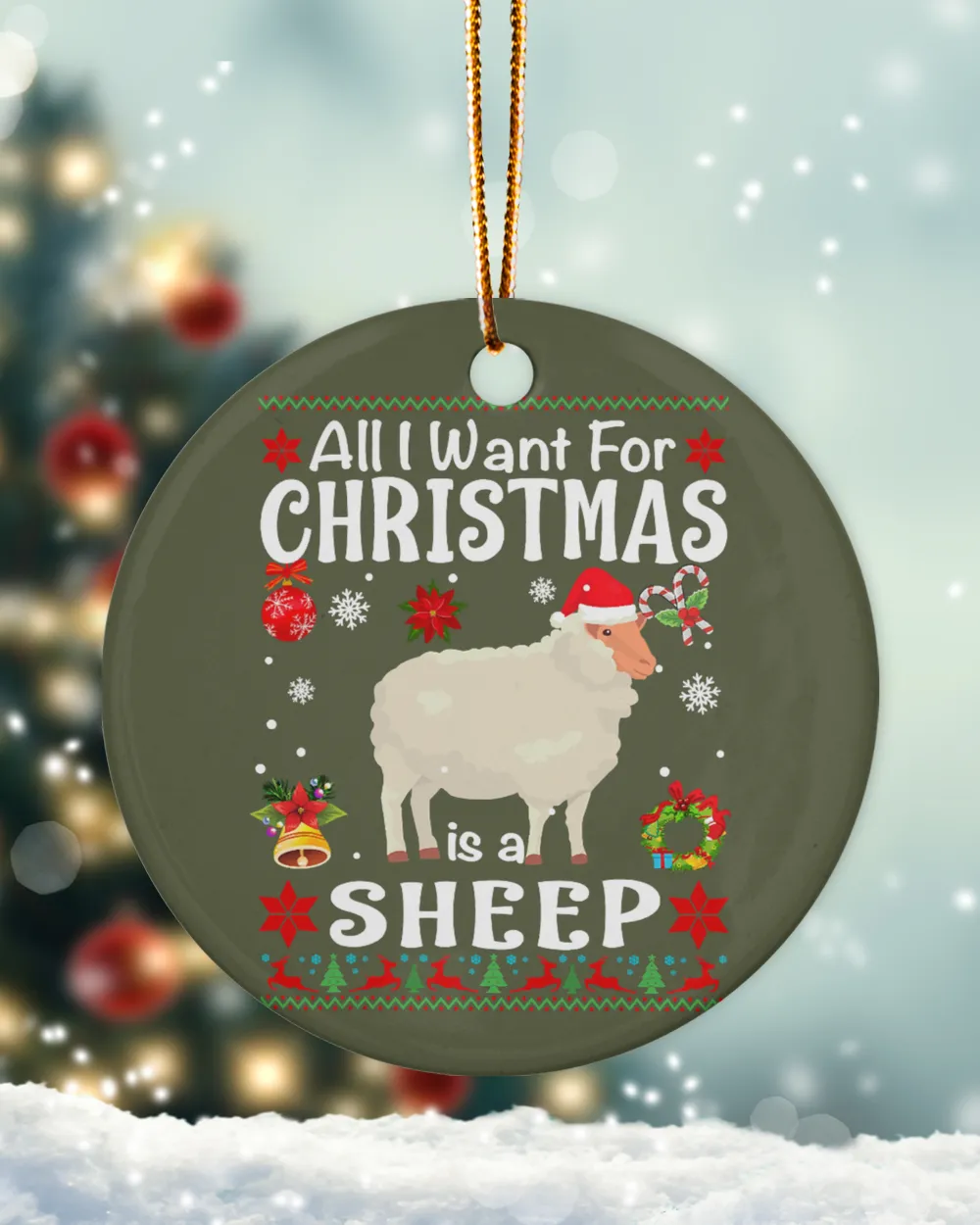 Sheep All I Want For Christmas Is A Sheep Farmer Ugly Sweater 215