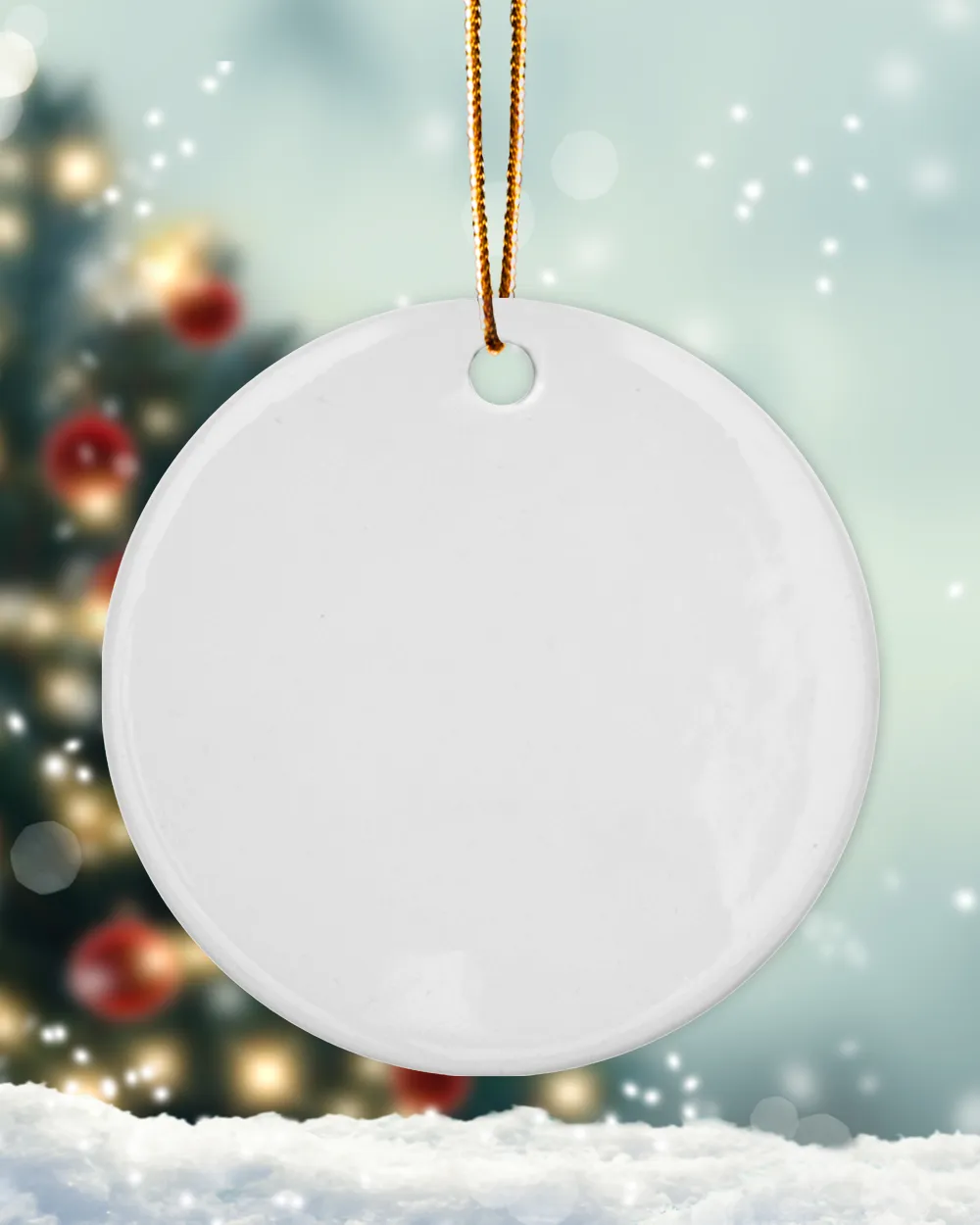 Personalized Custom Forever Love Dog Memorial Christmas Ceramic Ornament ORN23 Porcelain Ornament - Circle white one-sided __single