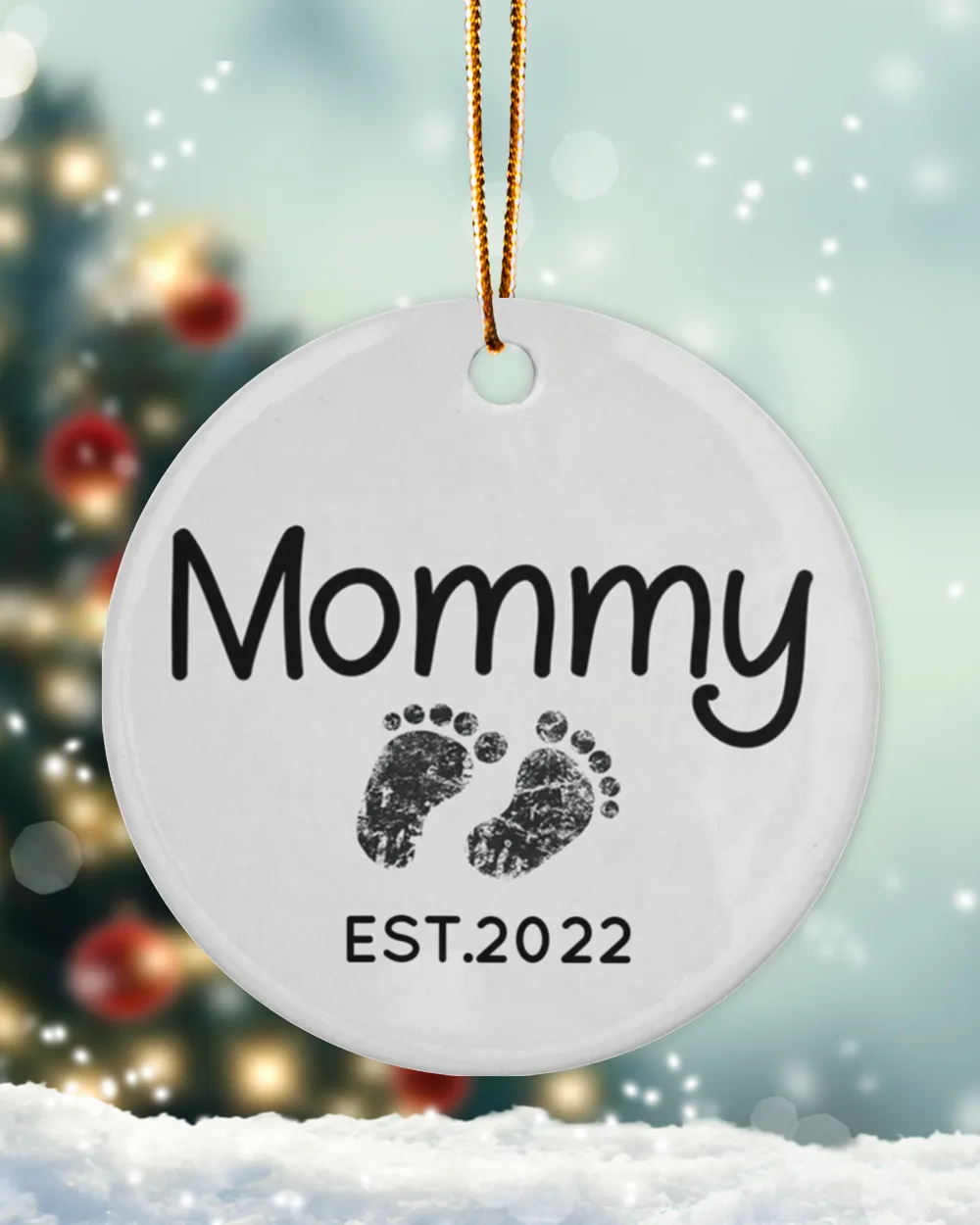 Personalized Custom New Mom Mommy Pregnancy Announcement Ceramic Ornament Porcelain Ornament - Circle white one-sided __single