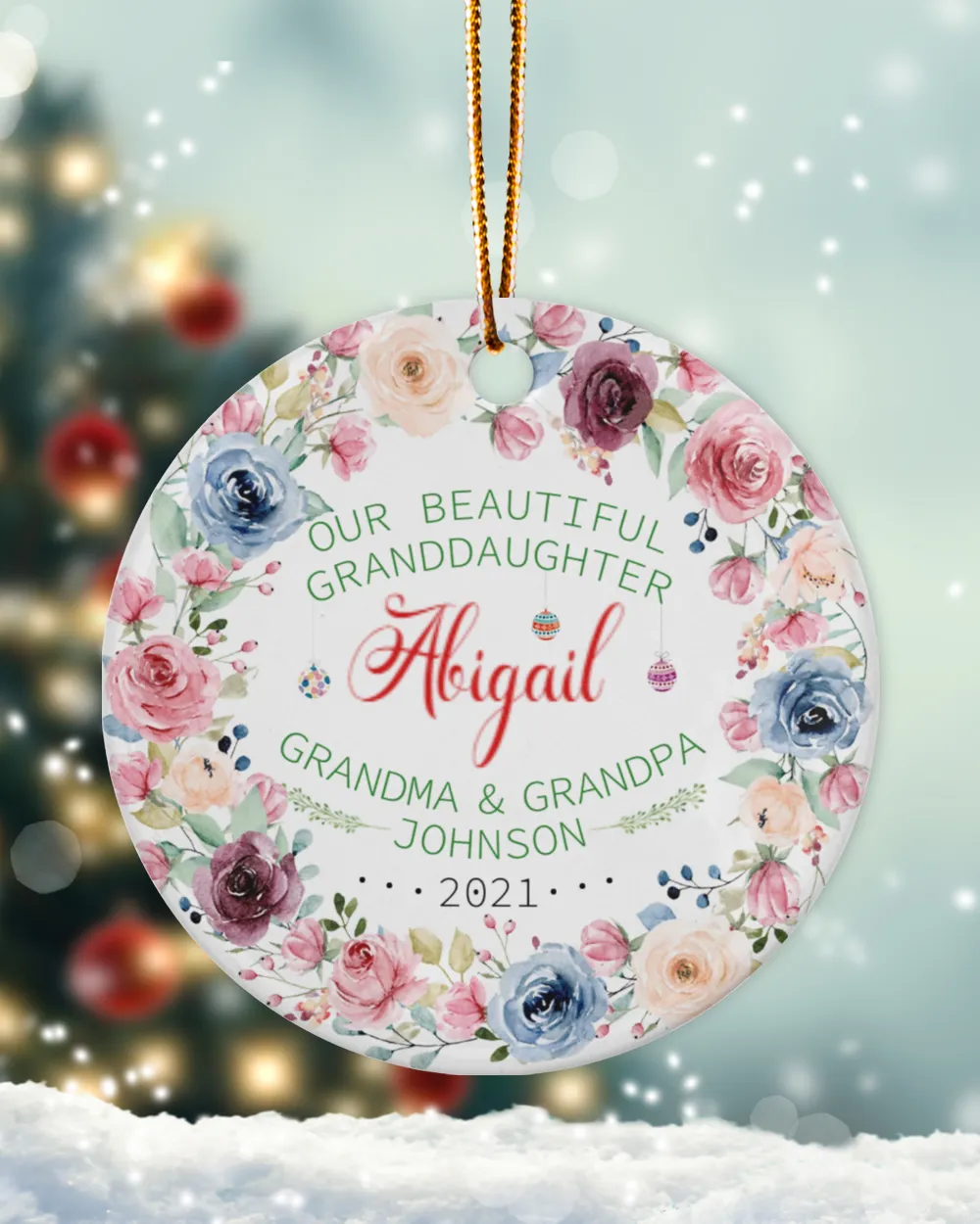 DC Personalized Granddaughter Christmas Ornaments, Ornaments for Girls, Children's Christmas Ornament, Grand Child Ornament