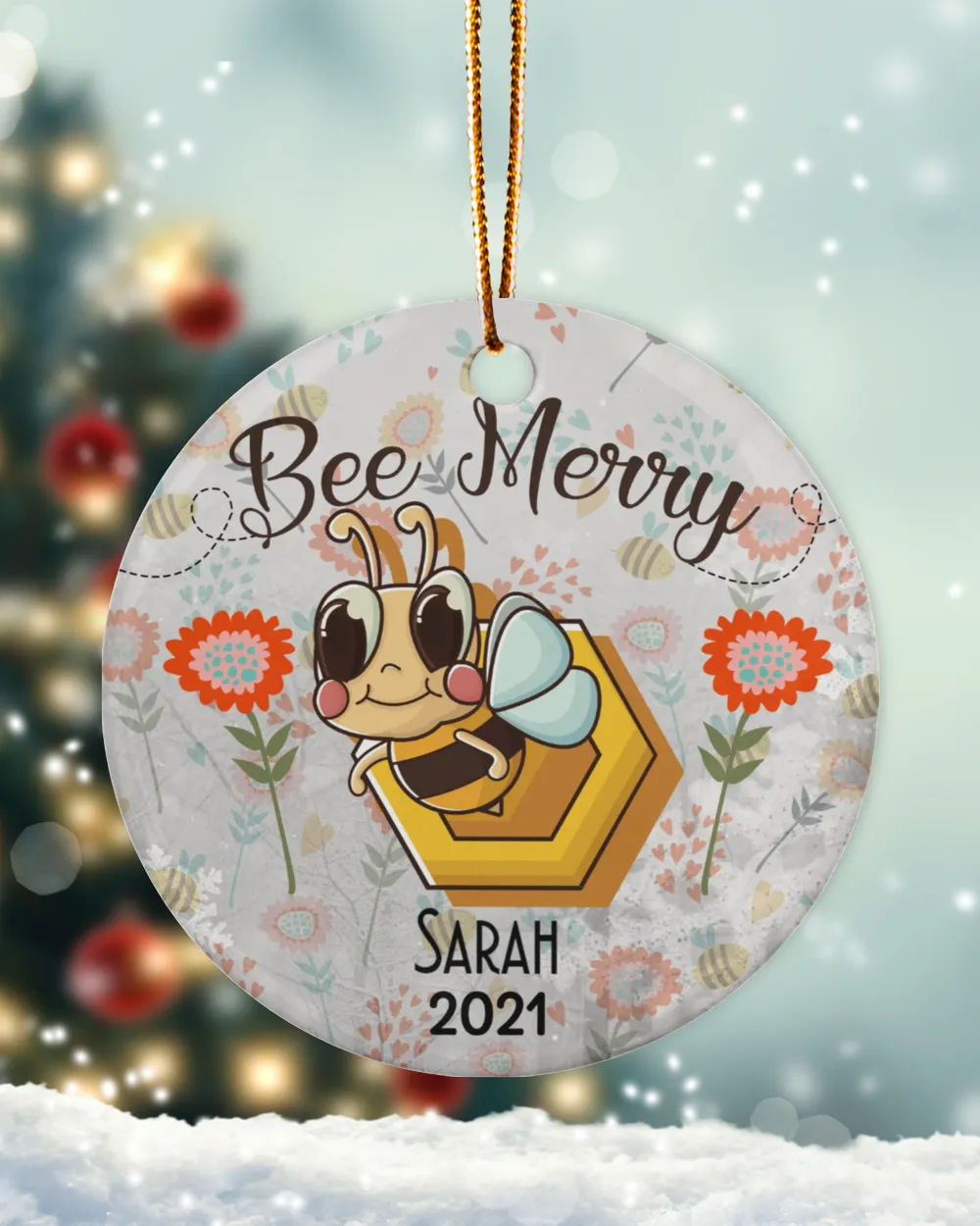 RD Personalized Bee Christmas Ornaments, Bee Christmas Gifts, Bumble Bee Ornament, Honey Bee Ornament, Bee Tree Ornaments