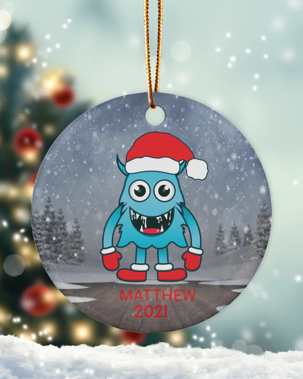 RD Personalized Kids Christmas Monster Ornament, Boy Christmas Ornament, Custom Ornament, Stocking Stuffer, Christmas Ornament
