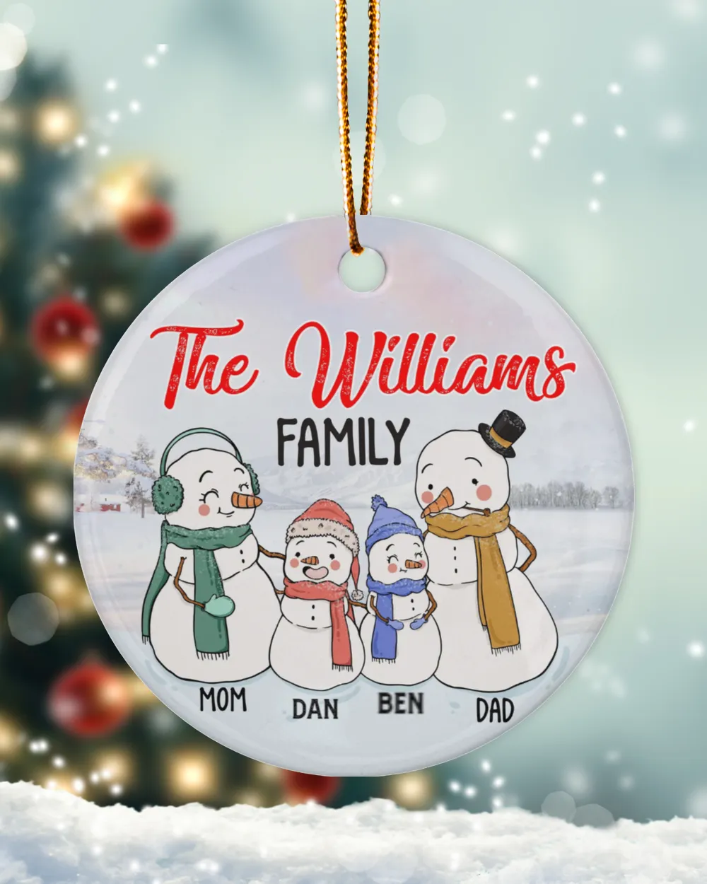 RD Christmas Snowman Family Ornament, Christmas Family Ornament, Snowman Ornaments