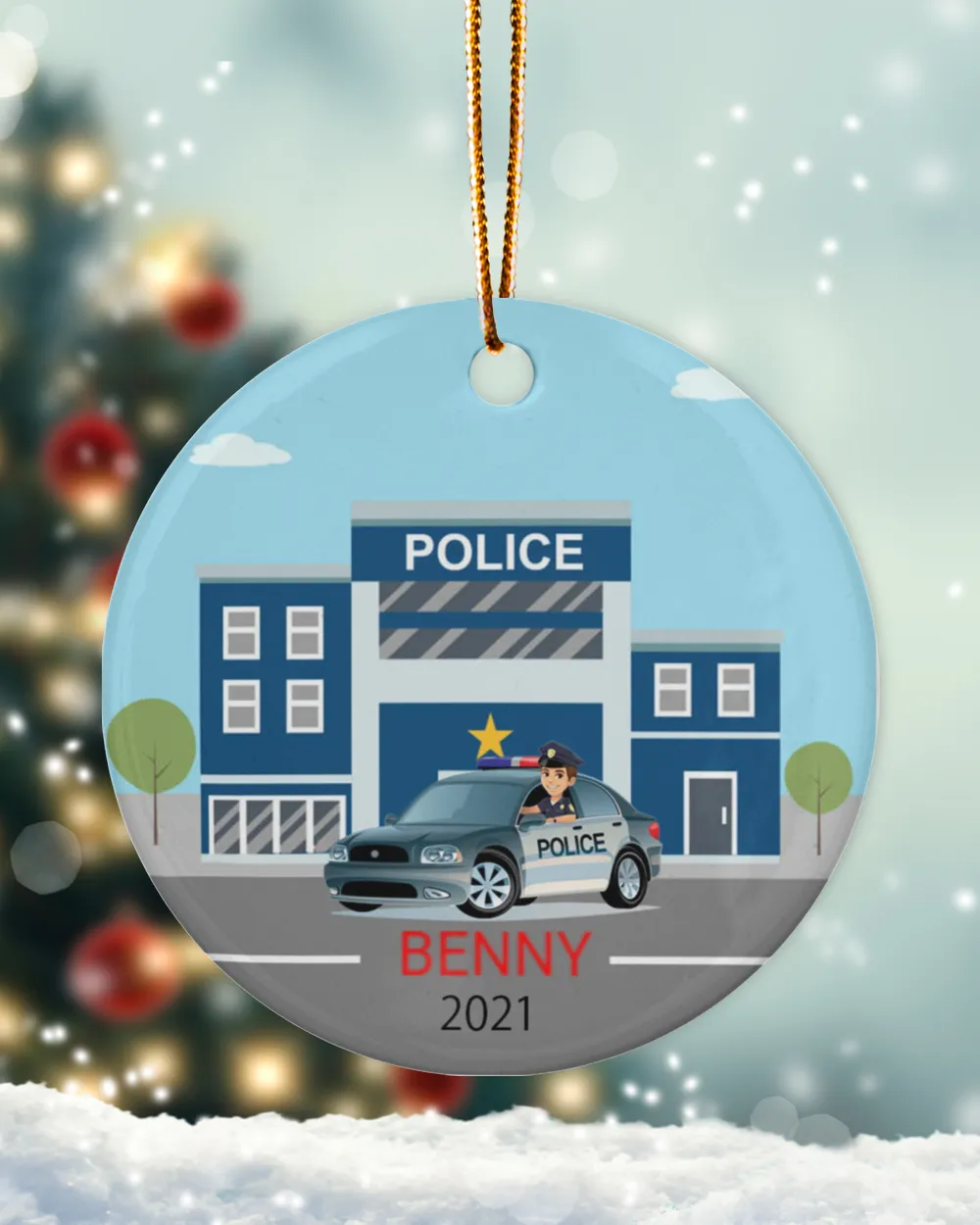 RD Personalized Kids Police Christmas Ornaments, Police Ornament, Kids Christmas Ornaments
