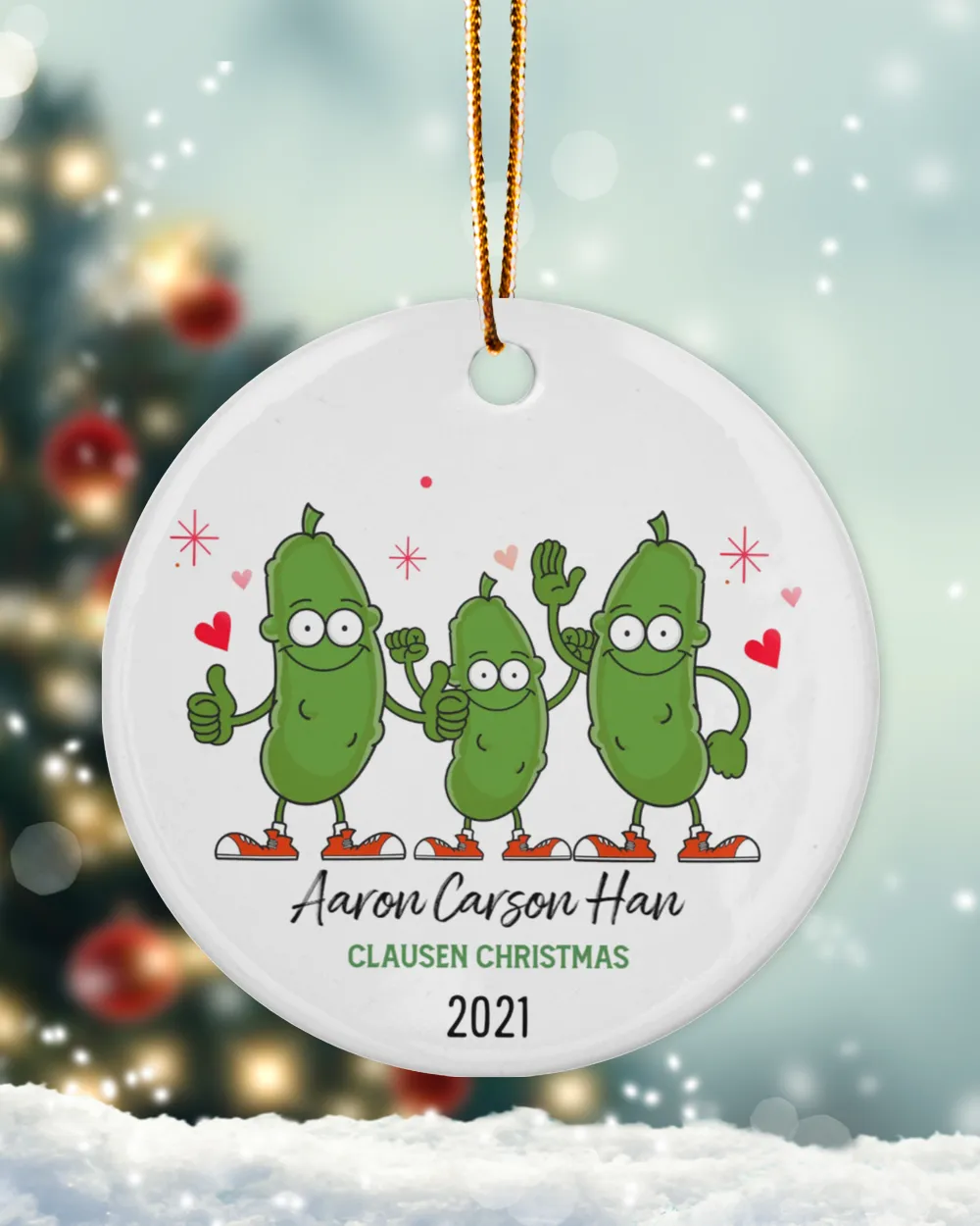 Christmas Ornaments, Pickle Ornaments Gift, Family Pickle Ornament, Engagement Gifts for Her