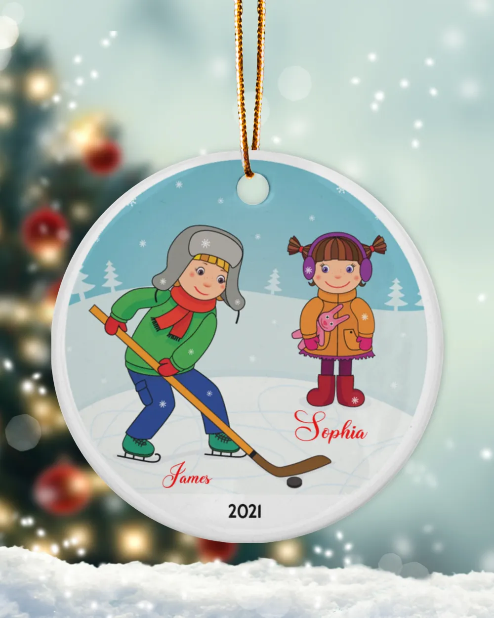 RD Children's Hockey Christmas ornament, Hockey Children's Ornament, Christmas ornament, Ice Hockey Ornament