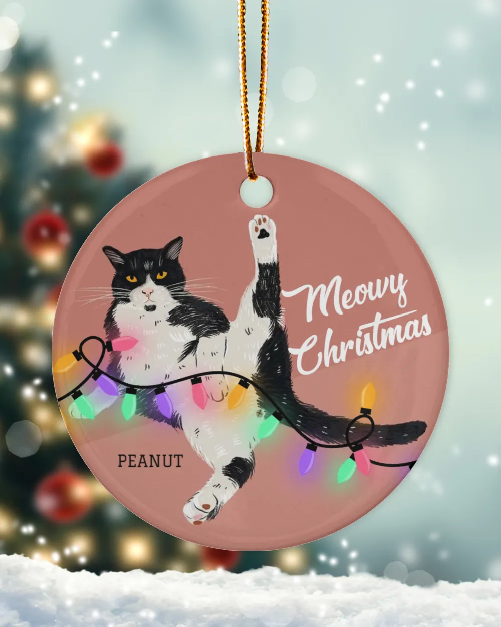 Tuxedo Cat Ornament, Meowy Christmas Ornament, Cute Tuxedo Cat Ornament, Cat Christmas Ornament, Cat Lover Ornament