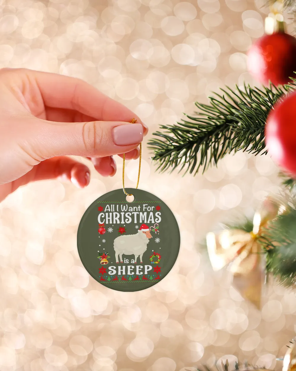 Sheep All I Want For Christmas Is A Sheep Farmer Ugly Sweater 215