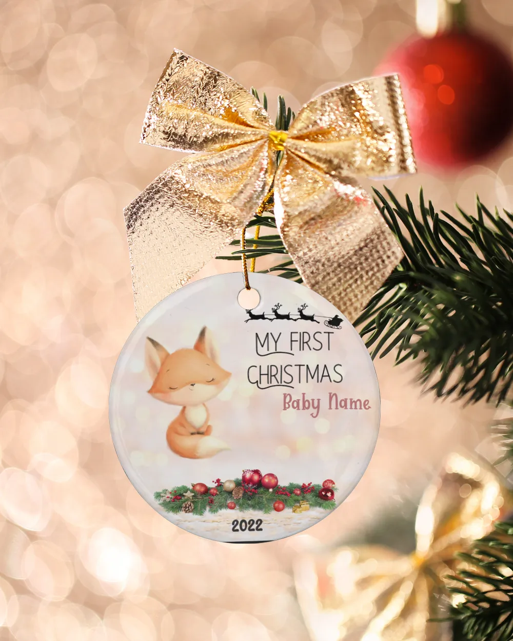 Persanalized Newborn Christmas Ornament 2022 - Custom Name Baby Ornament  - Baby Ornament Keepsake Kit Newborn Bundle, Personalized Baby Ornament, Keepsake Ornament for Newborn Baby
