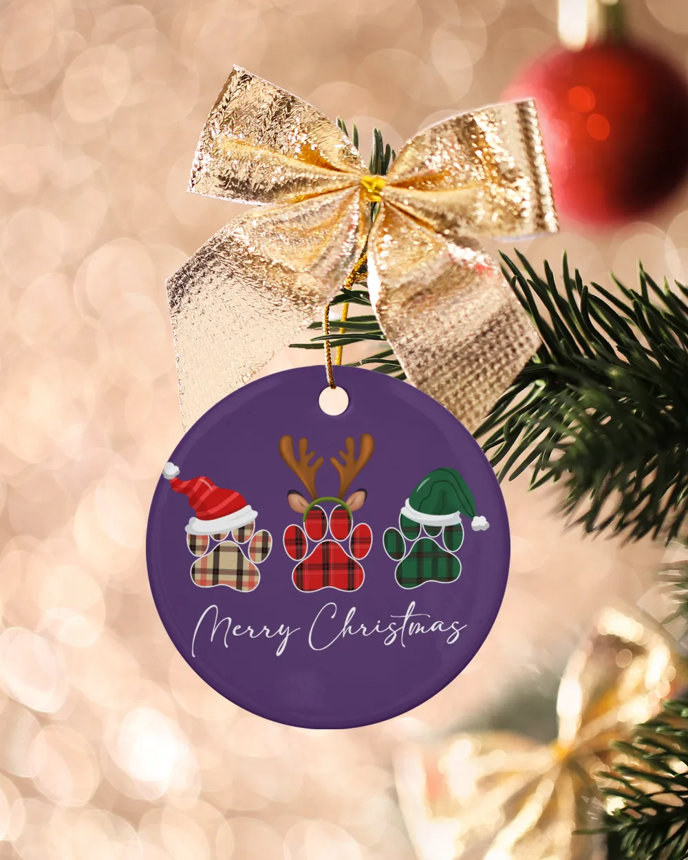 Paw Dogs Merry Christmas Ornament - Prague
