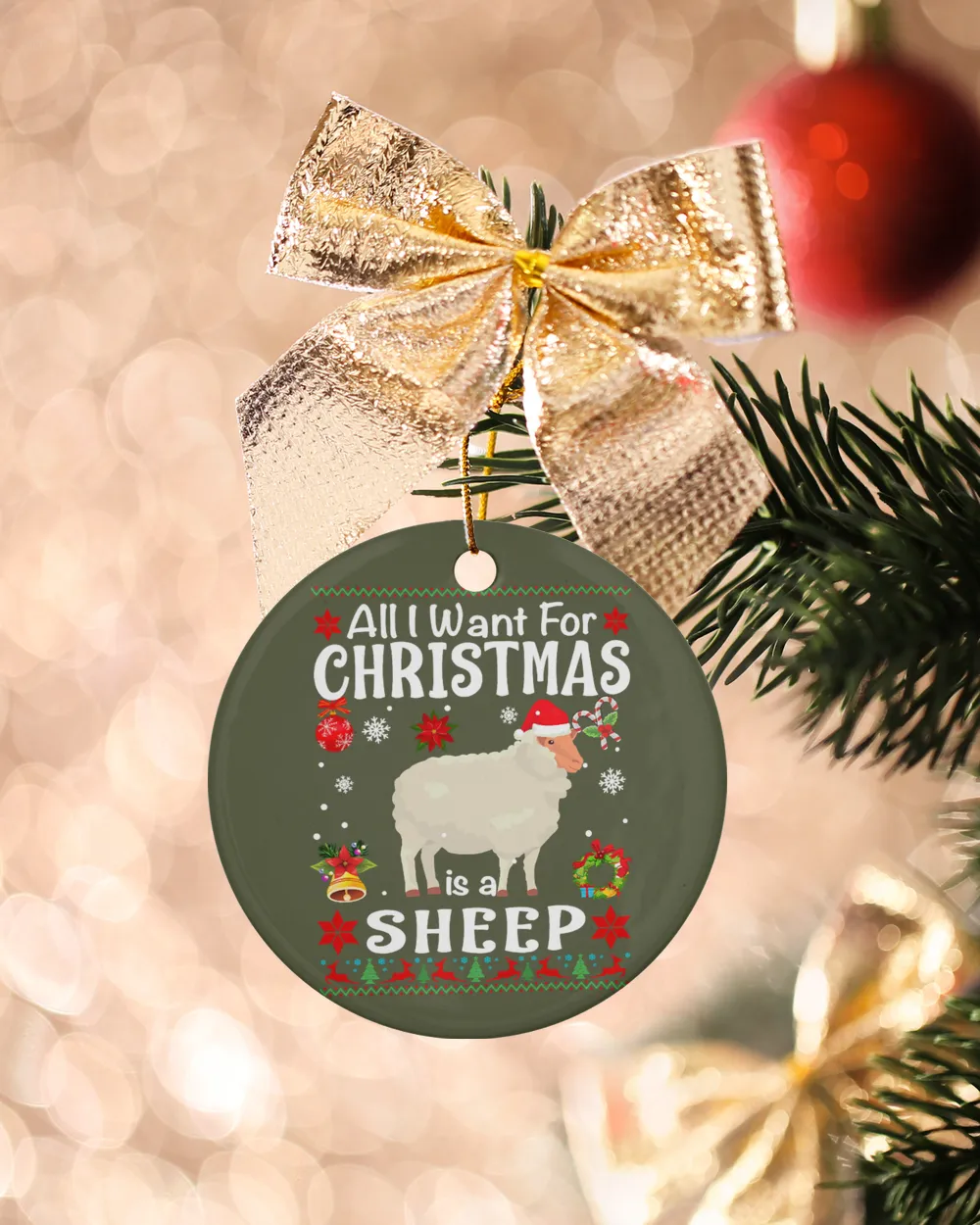 Sheep All I Want For Christmas Is A Sheep Farmer Ugly Sweater 215