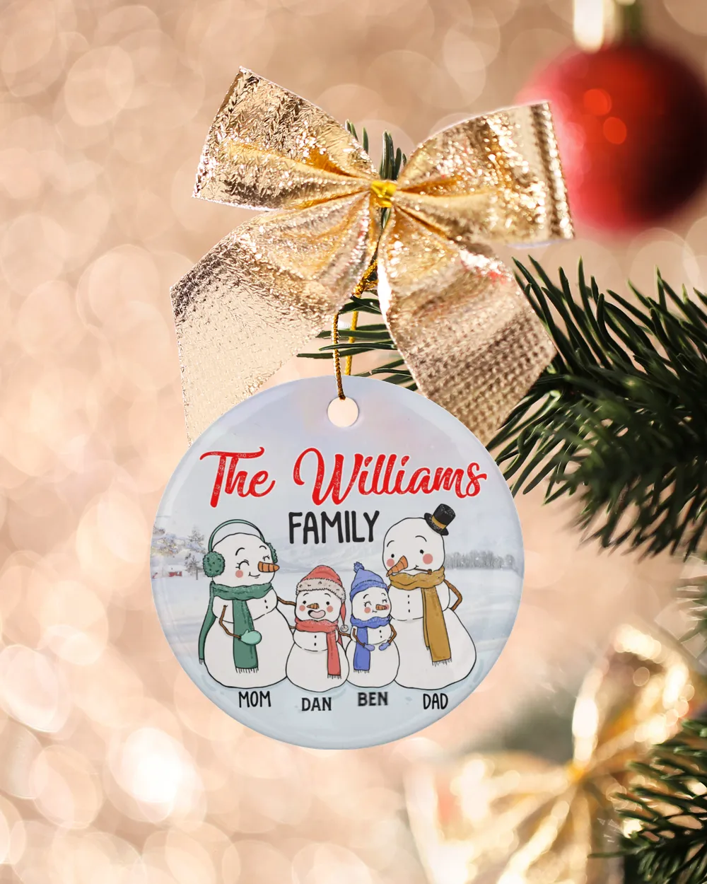 RD Christmas Snowman Family Ornament, Christmas Family Ornament, Snowman Ornaments