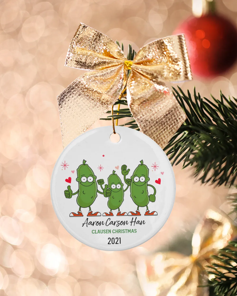 Christmas Ornaments, Pickle Ornaments Gift, Family Pickle Ornament, Engagement Gifts for Her