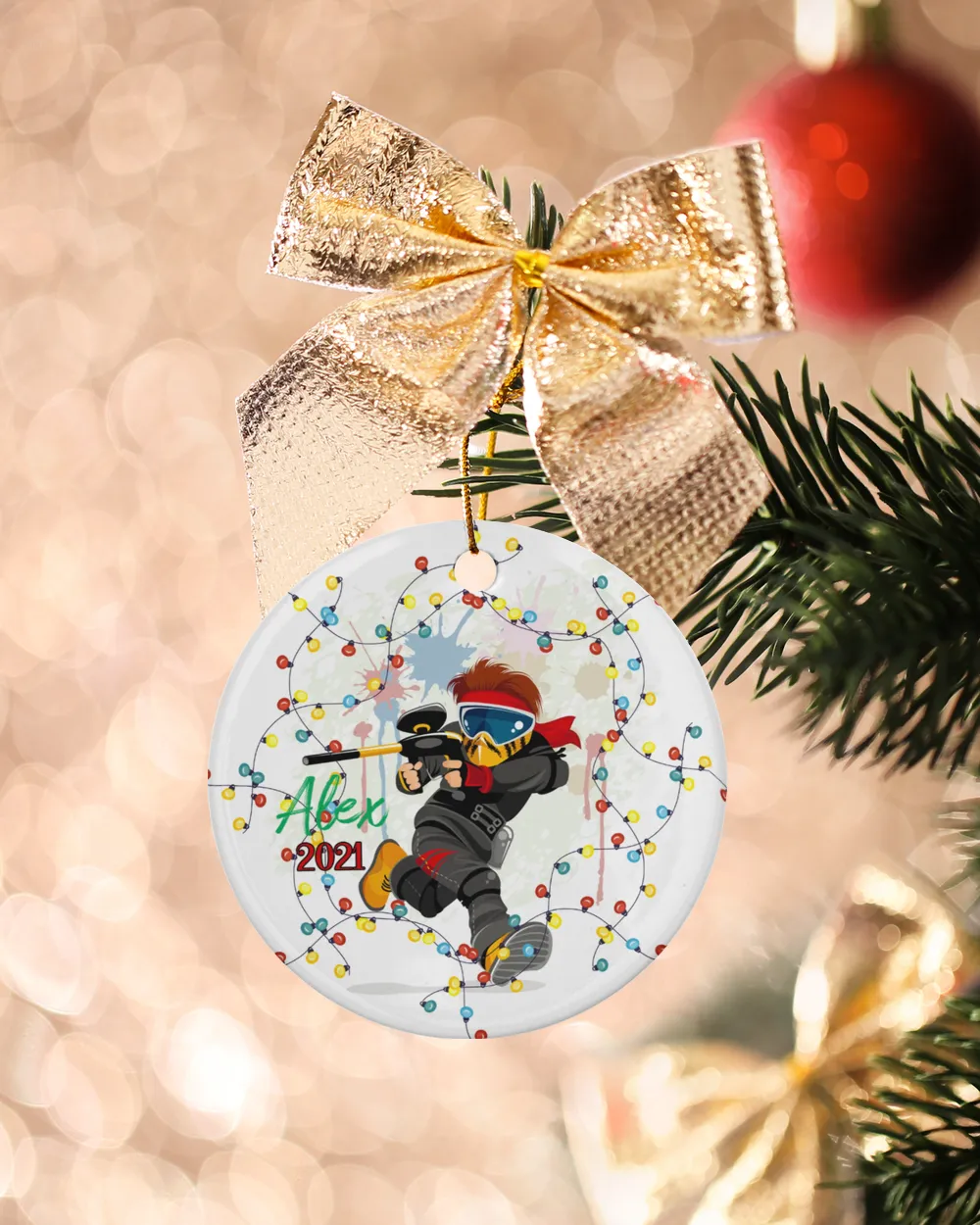 Paintball Christmas Ornament, Gift For Paintball Player, Paintball Gun
