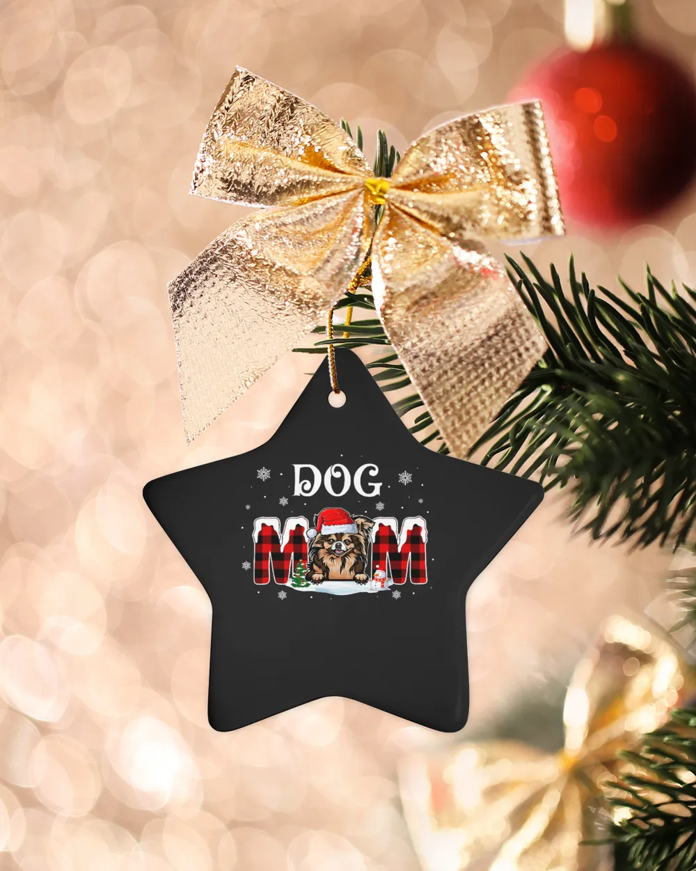Chihuahua Christmas Decorations Dog Mom Red Plaid Buffalo 362