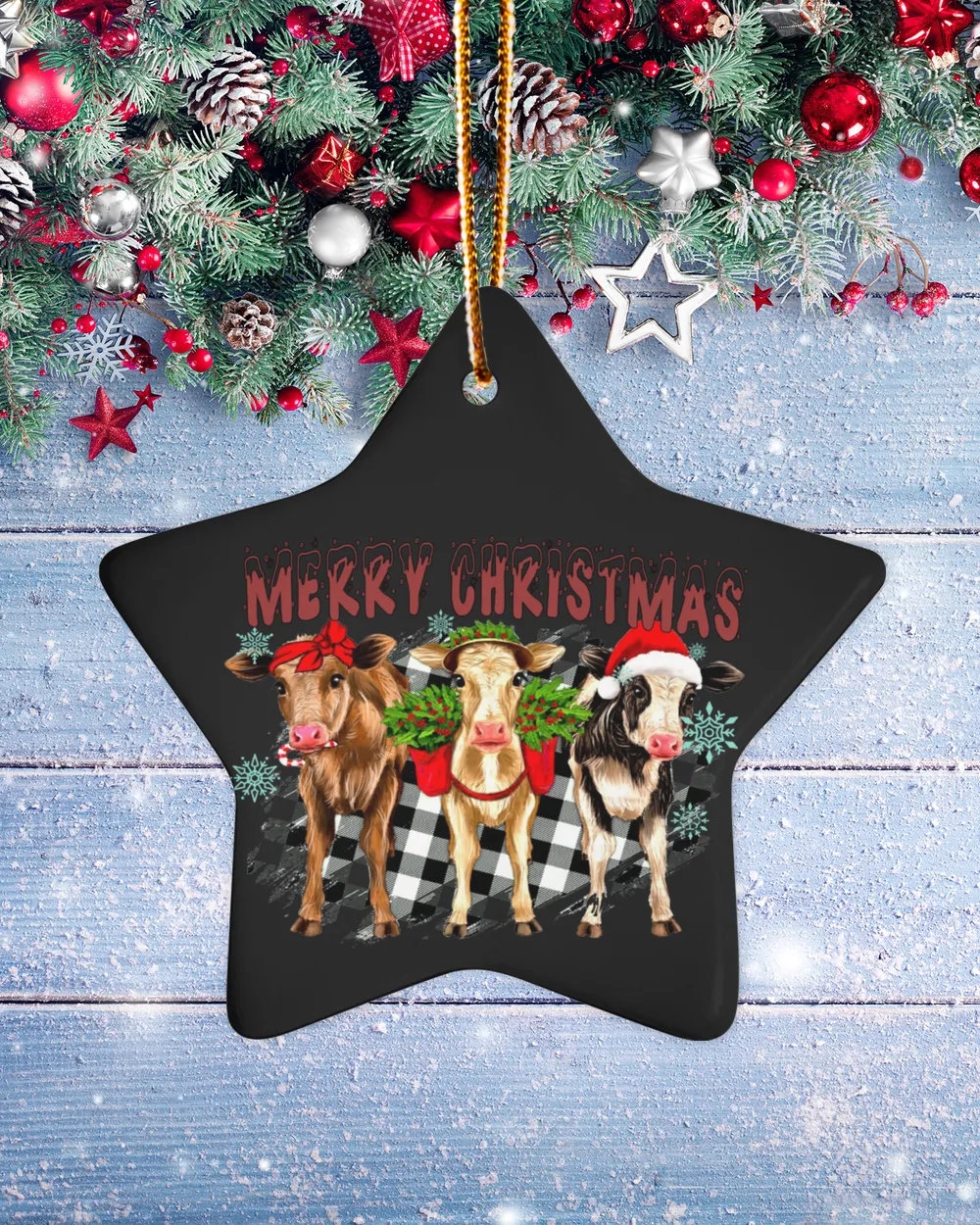 Merry Christmas Heifers Ornamen