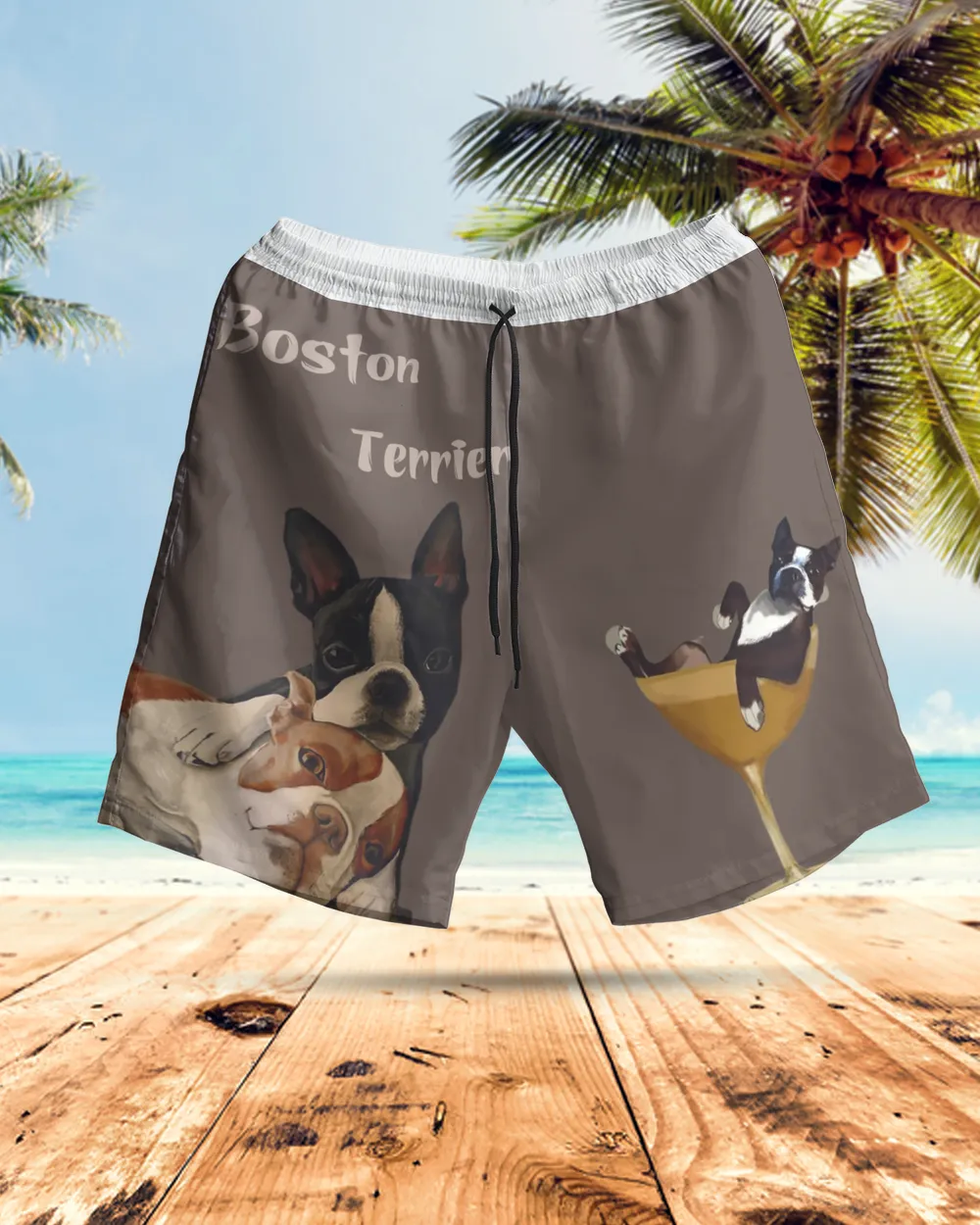 Boston Terrier AOP Hawaiian Short