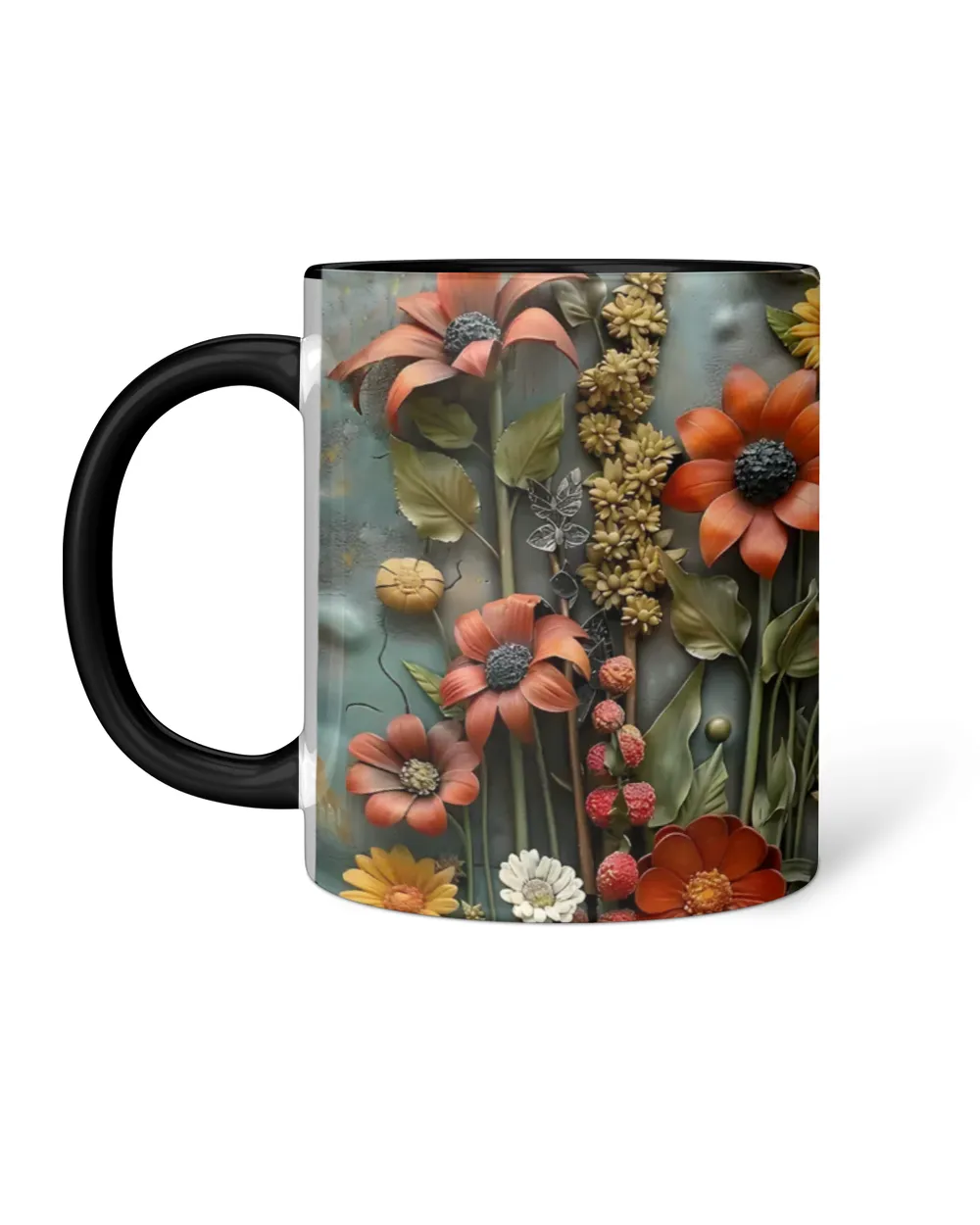 Personalized Flowers Accent Mug - Nature Gift , Flower Lover