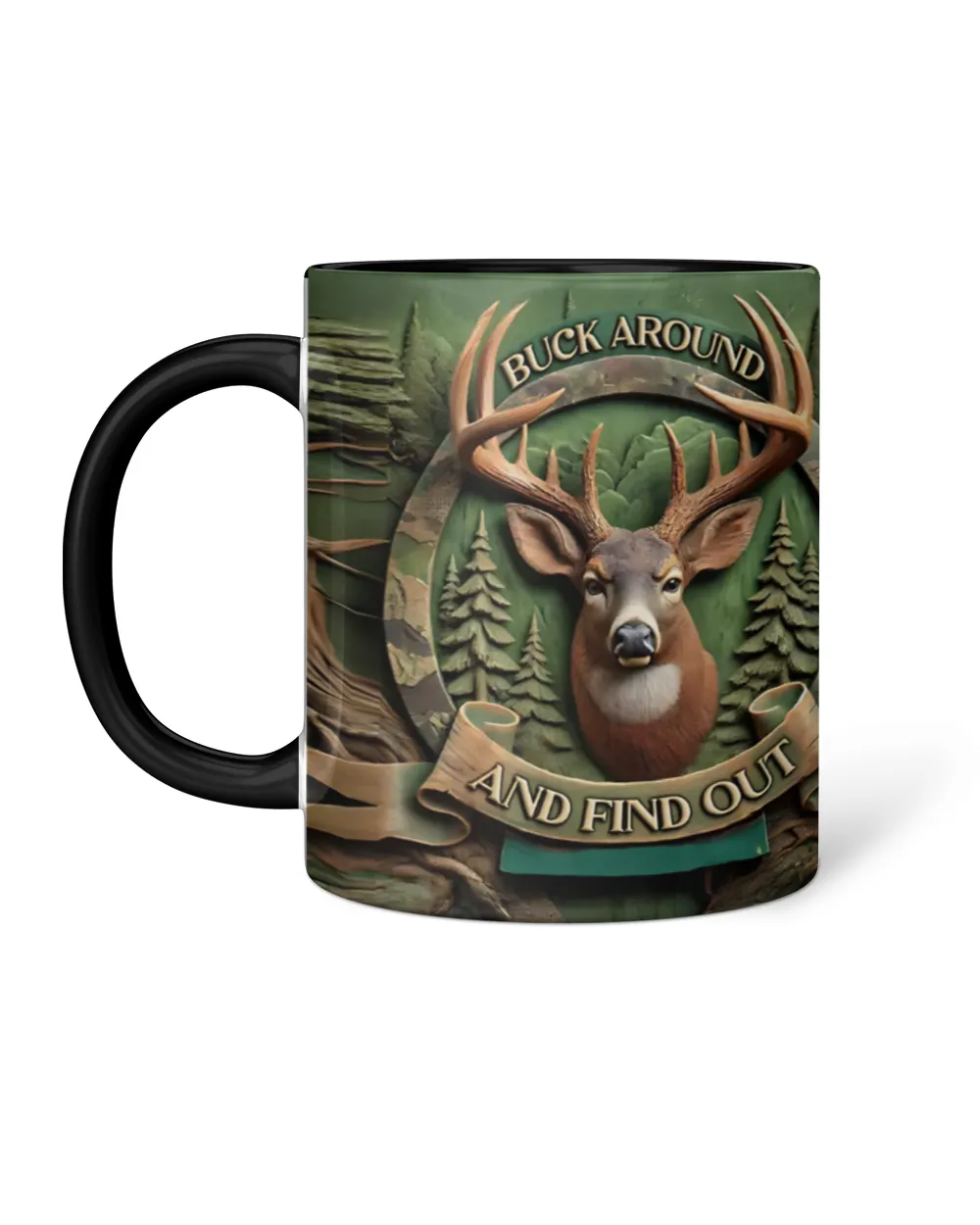 Personalized Hunting Deer Buck Around Accent Mug 15oz