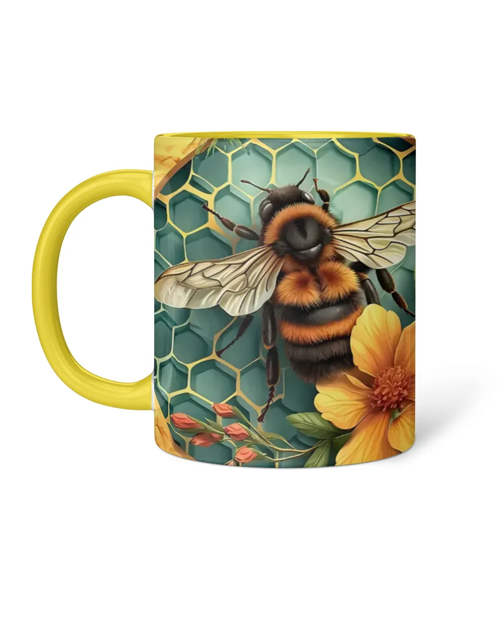 Personalized Flower & Bee Accent Mug