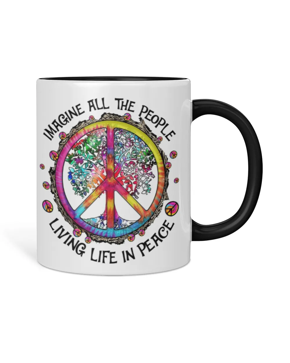 Hippie Imagine All The People Living Life In Peace Accent Mug