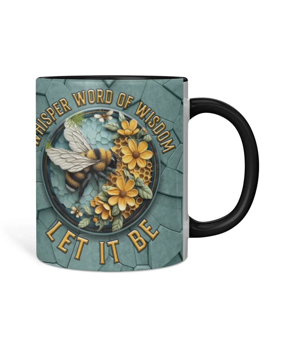 Personalized Bee Floral Whisper Word Of Wisdom Let It Be Accent Mug
