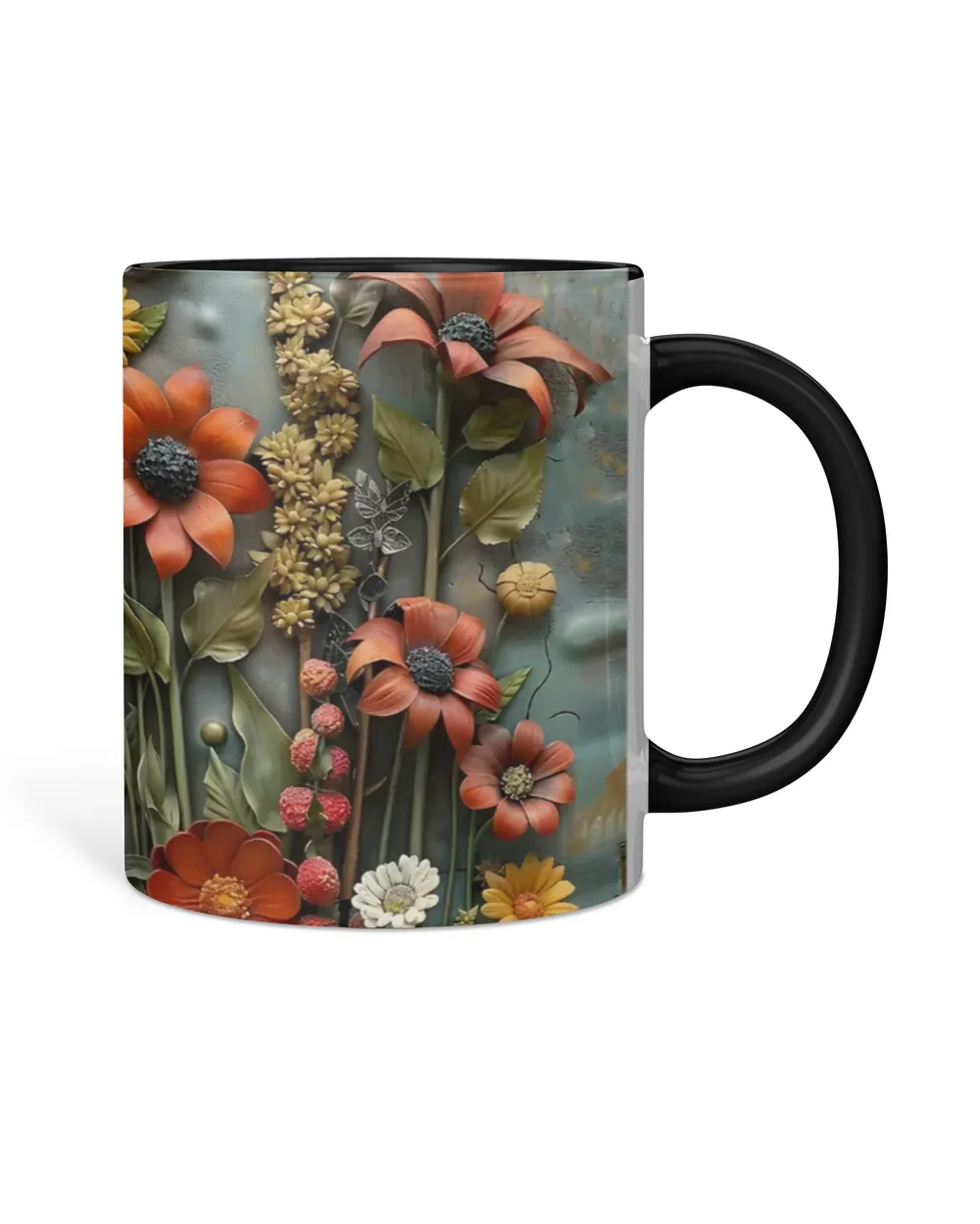 Personalized Flowers Accent Mug - Nature Gift , Flower Lover