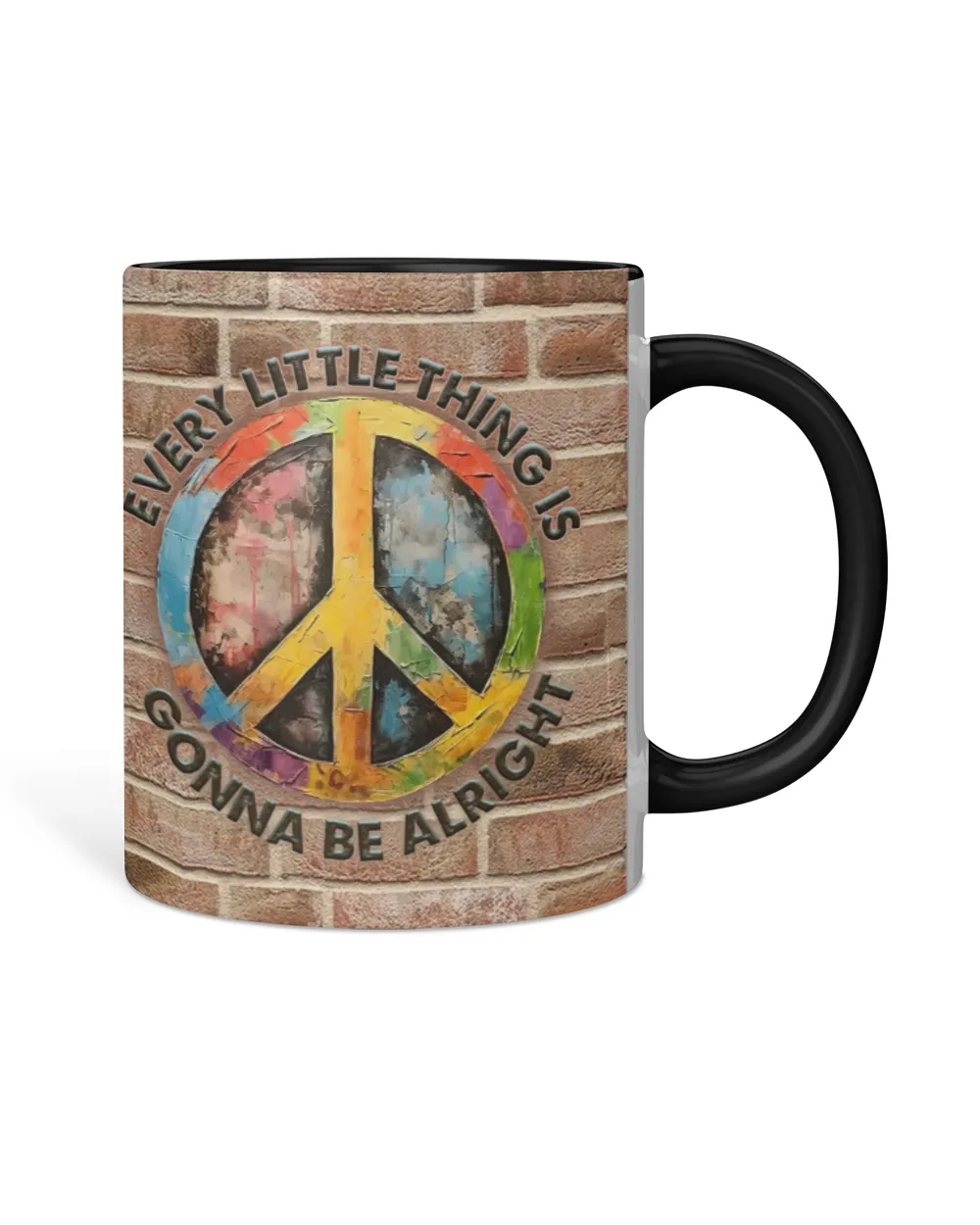 Hippie Symbol Every Little Thing Is Gonna Be Alright Accent Mug