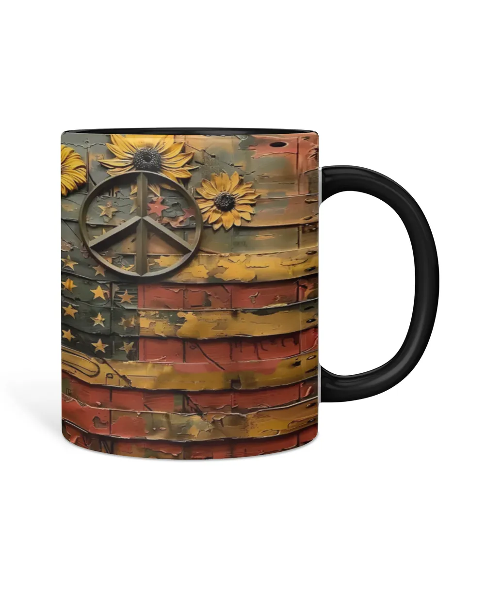 Personalized Hippie Symbol USA Accent Mug