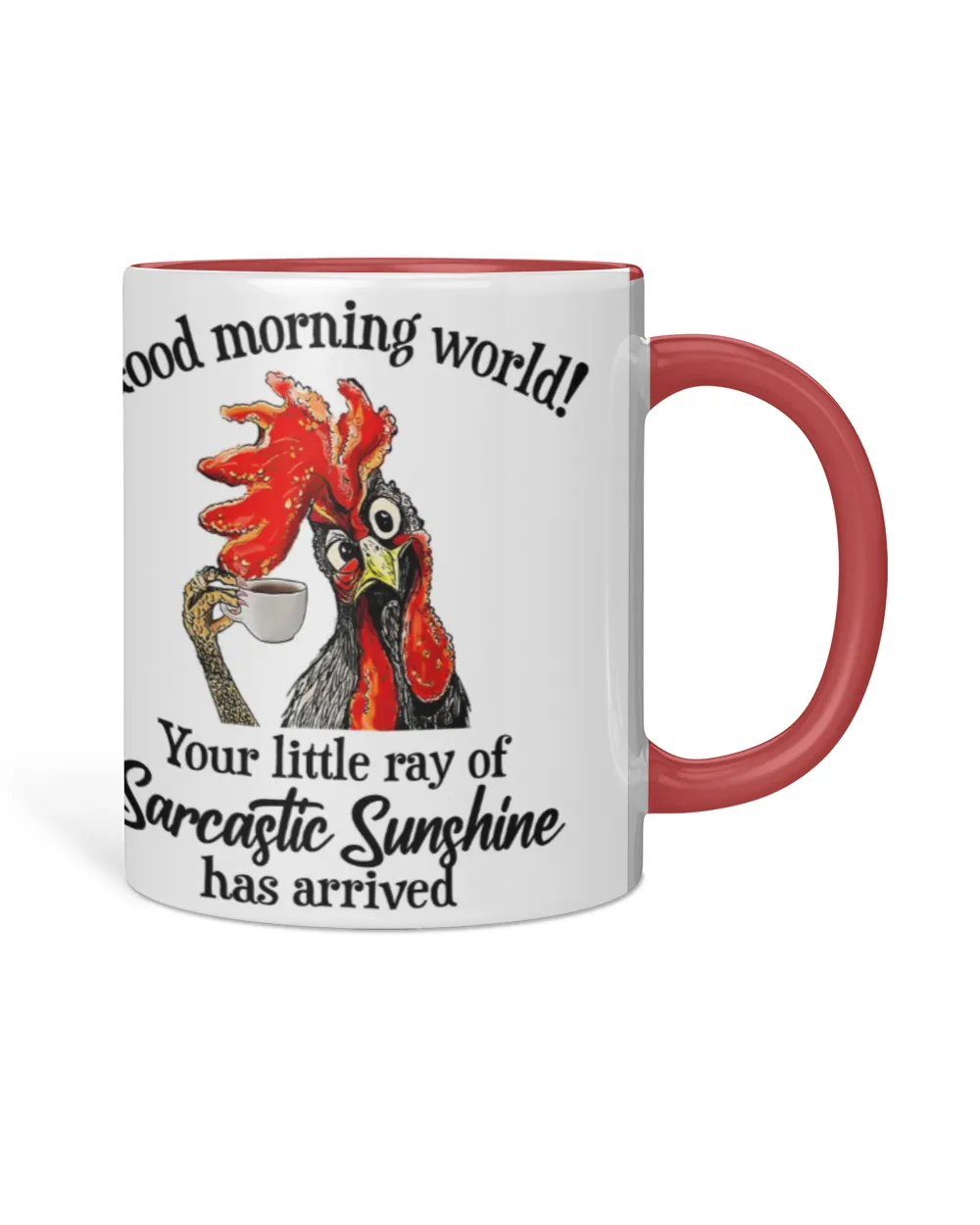Chicken Good Morning World Accent Mug