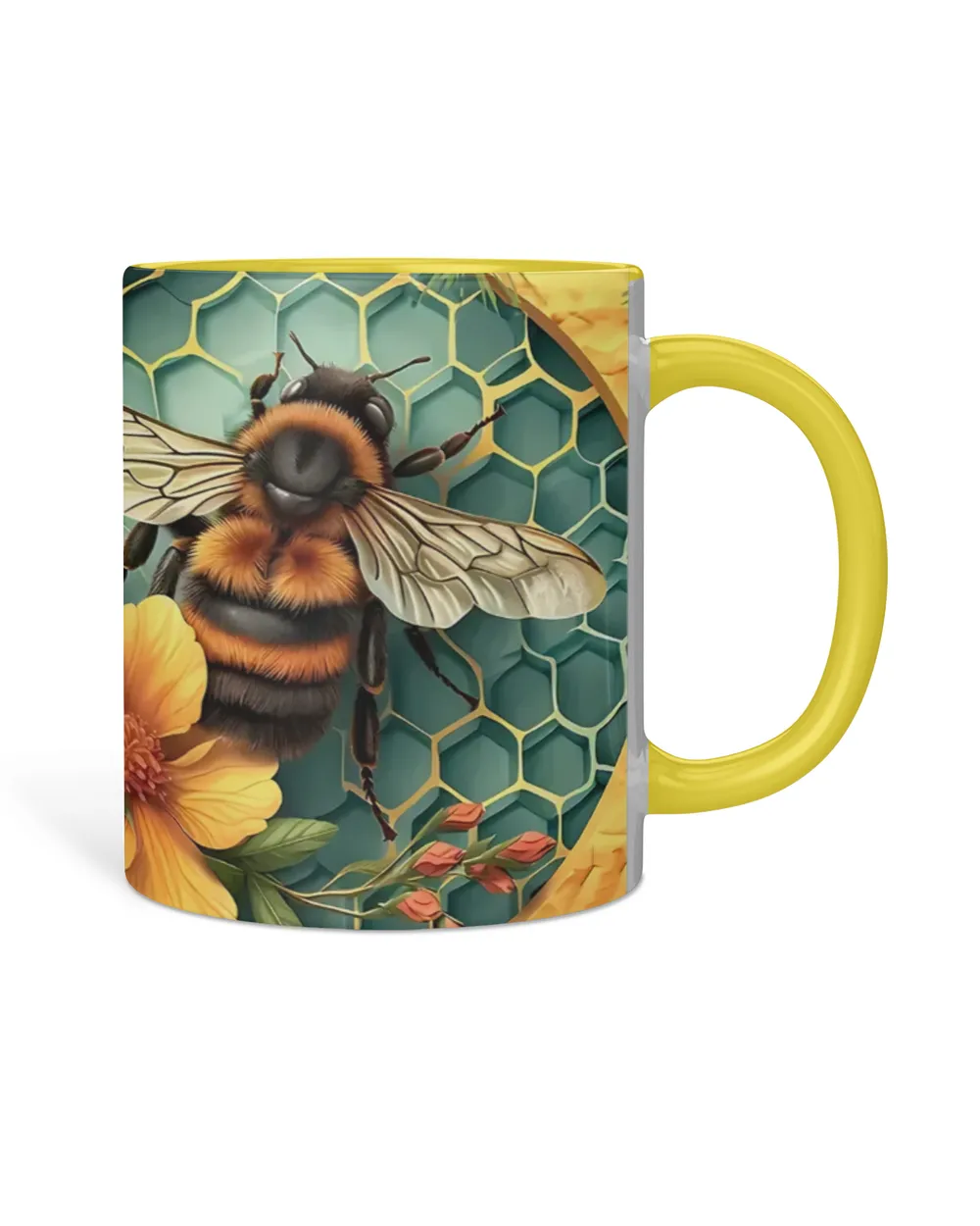 Personalized Flower & Bee Accent Mug