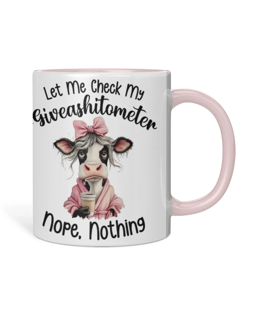Cow Let Me Check My Giveashitometer Accent Mug