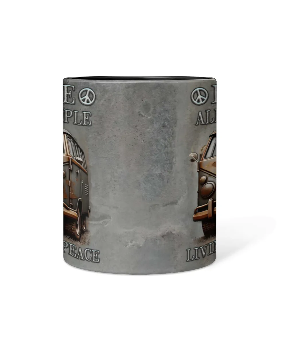 Hippie Bus  Imagine All The People Living Life In Peace Accent Mug