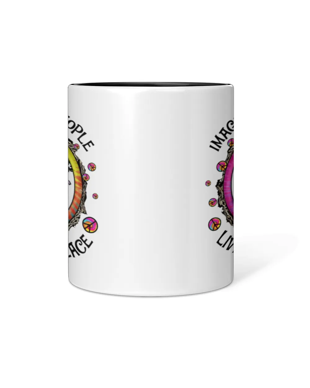 Hippie Imagine All The People Living Life In Peace Accent Mug