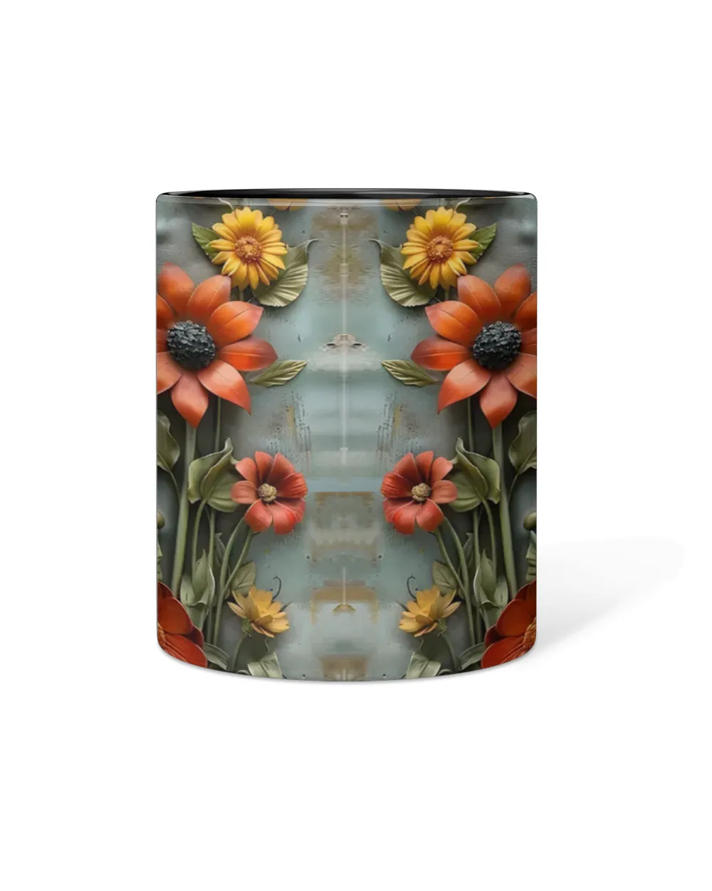Personalized Flowers Accent Mug - Nature Gift , Flower Lover