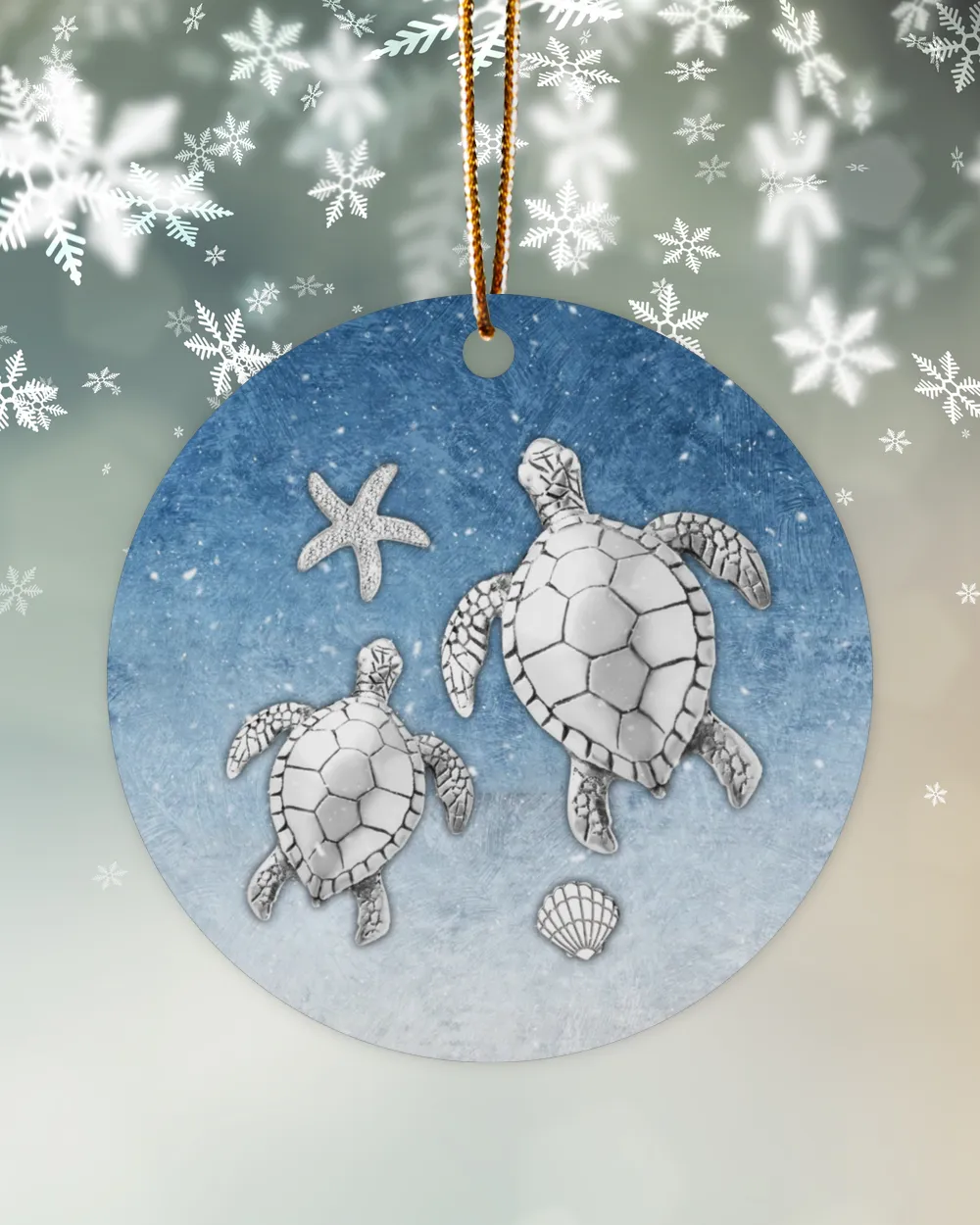 Silver Turtle Circle ornament