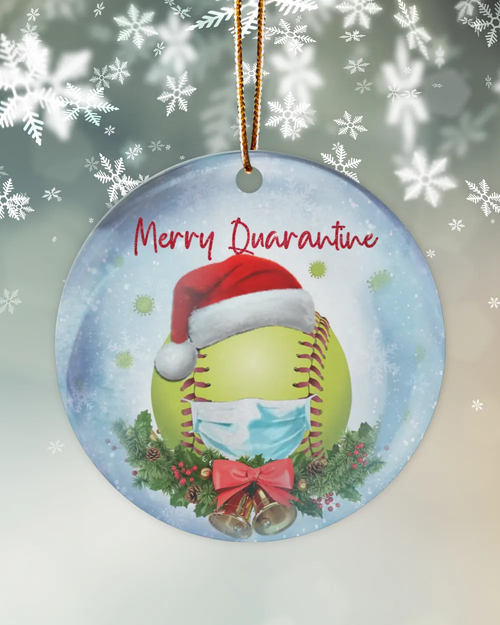 Softball Merry Quarantine Ornament