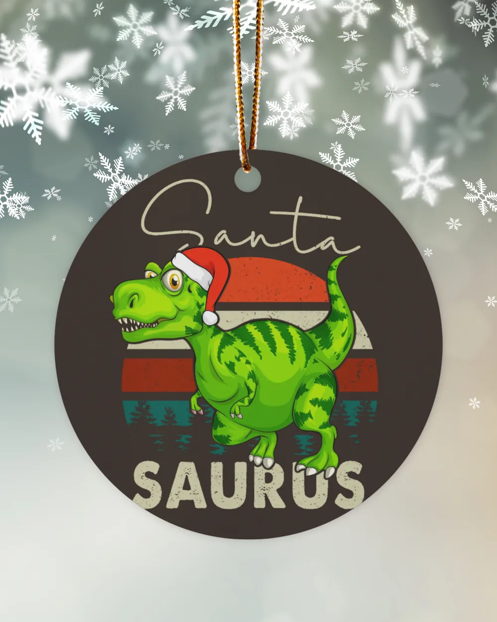Santasaurus Christmas Ornament - Circle