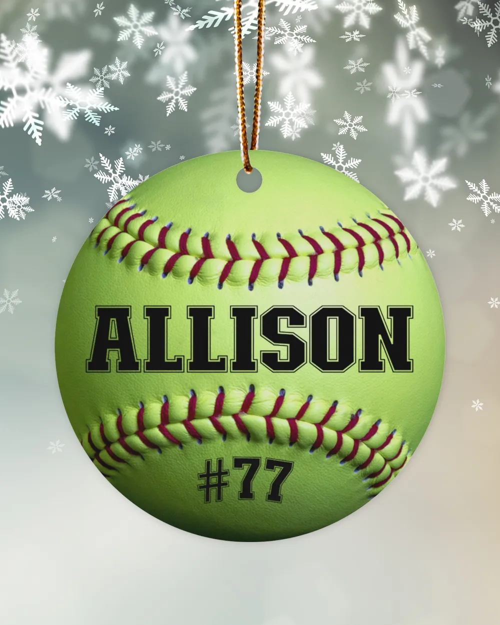 Personalized Custom Number Name Softball Ornament  Gifts For Christmas Wood Ornament - Circle white __one-sided single