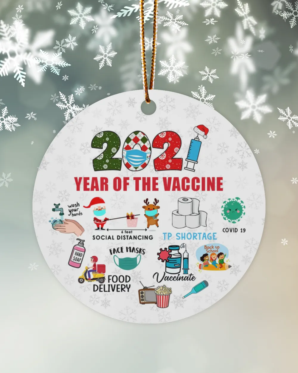 2021 Year Of The Vaccine Ornament,2021 Christmas ornament,Christmas Ball Ornament, Christmas Ceramic Ornament