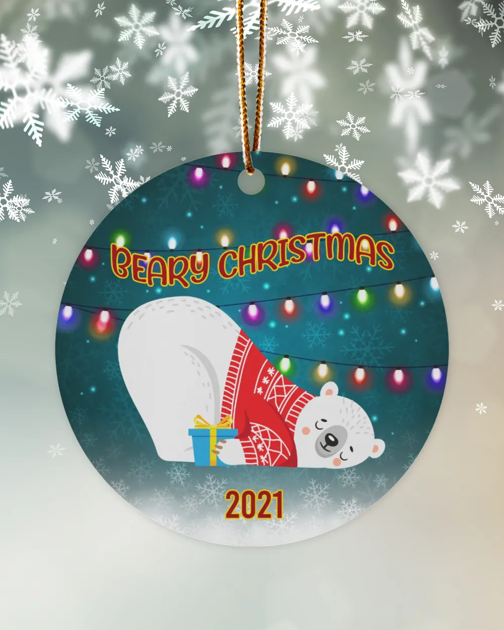 RD Custom Beary Christmas Ornament, Christmas 2021, Christmas Ornament, Family Gift, Bear Ornament